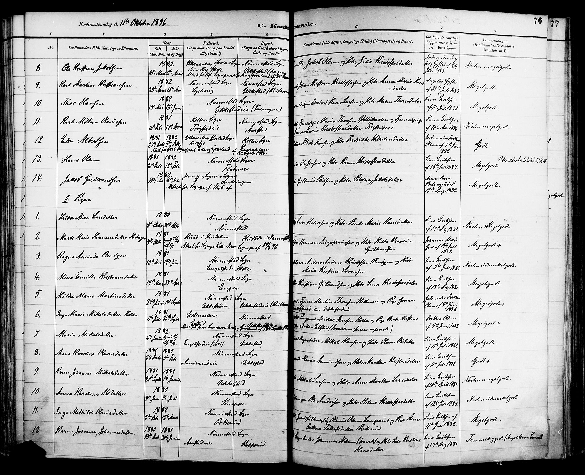 Nannestad prestekontor Kirkebøker, SAO/A-10414a/F/Fa/L0015: Parish register (official) no. I 15, 1891-1905, p. 76