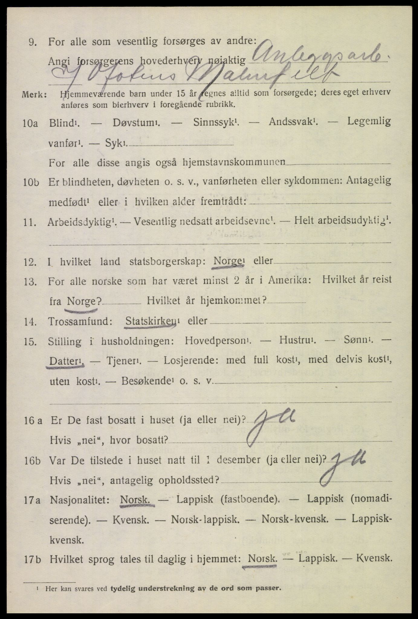 SAT, 1920 census for Evenes, 1920, p. 7031