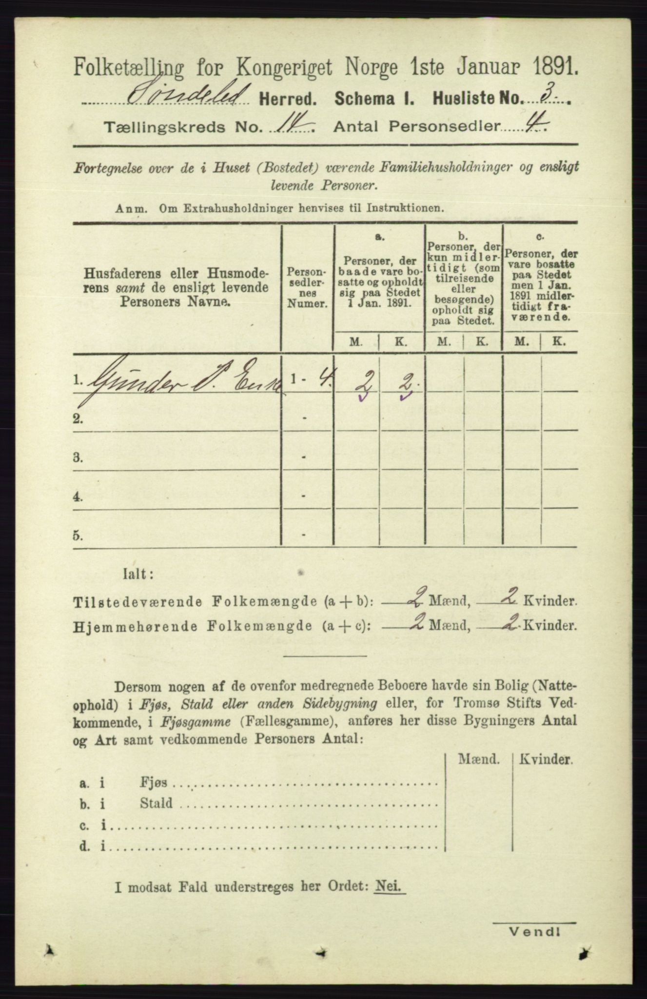 RA, 1891 census for 0913 Søndeled, 1891, p. 4100