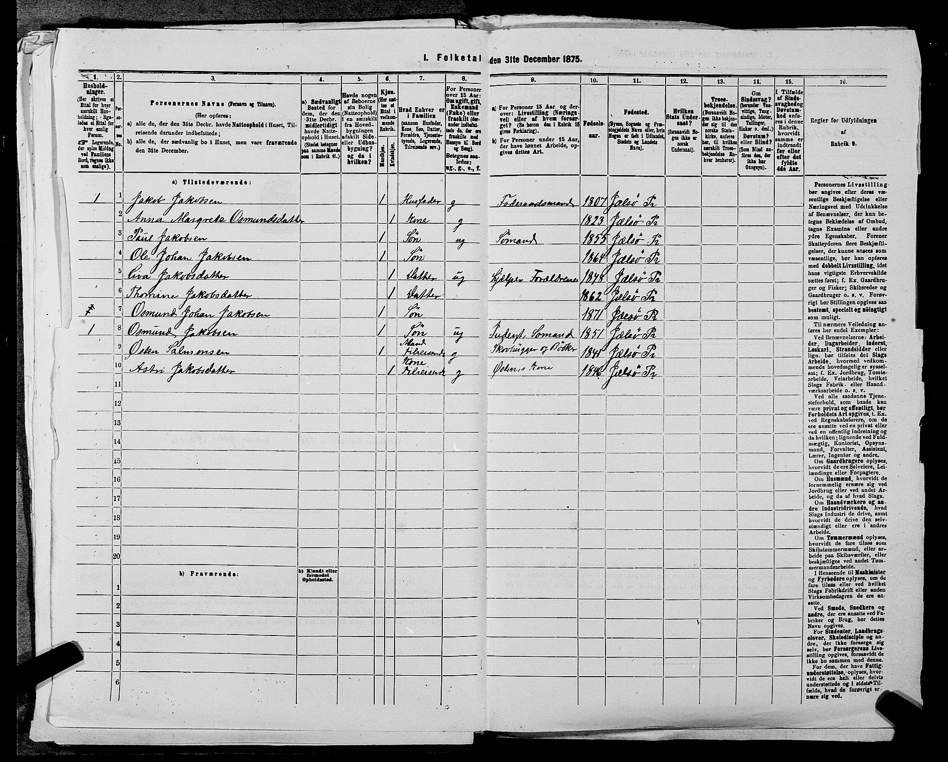 SAST, 1875 census for 1138P Jelsa, 1875, p. 840