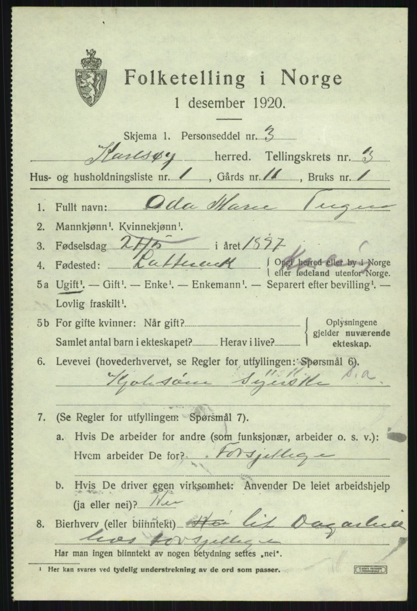 SATØ, 1920 census for Karlsøy, 1920, p. 1754