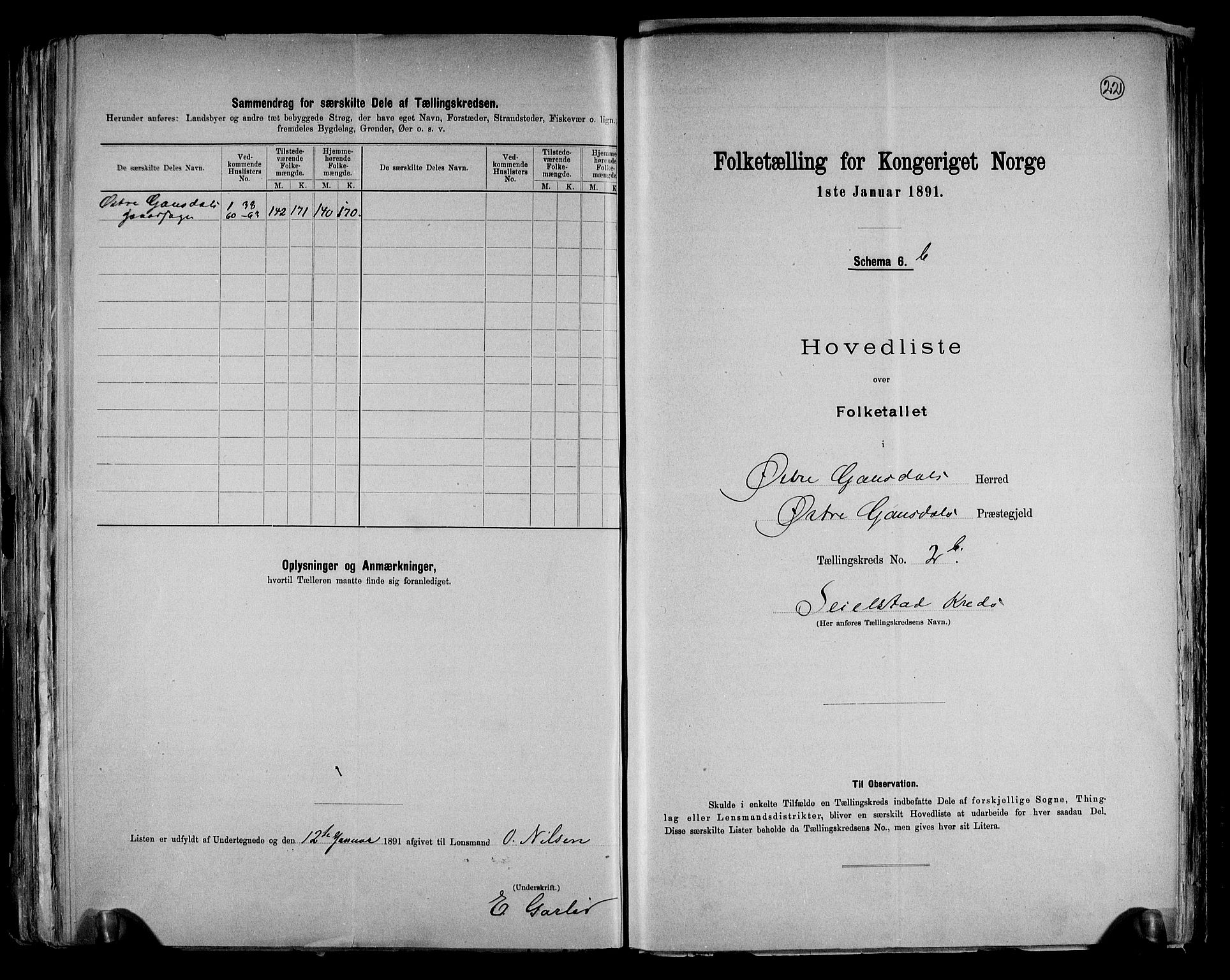 RA, 1891 census for 0522 Østre Gausdal, 1891, p. 12
