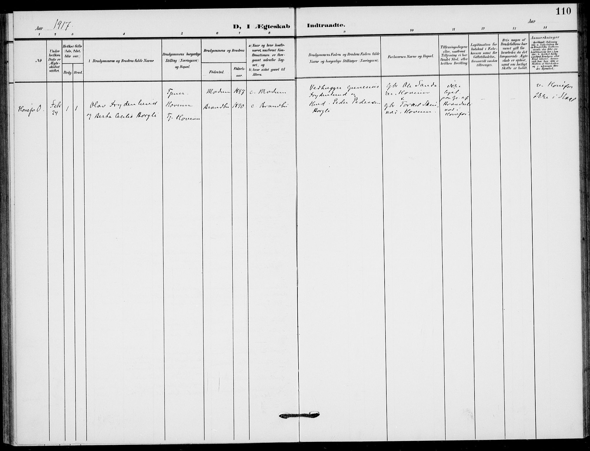 Hole kirkebøker, SAKO/A-228/F/Fb/L0003: Parish register (official) no. II 3, 1906-1916, p. 110