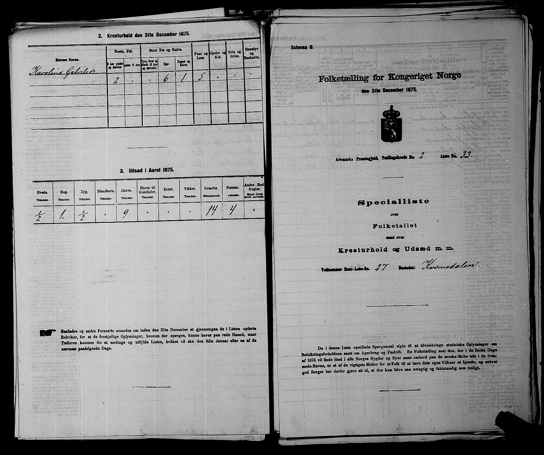 RA, 1875 census for 0118P Aremark, 1875, p. 253