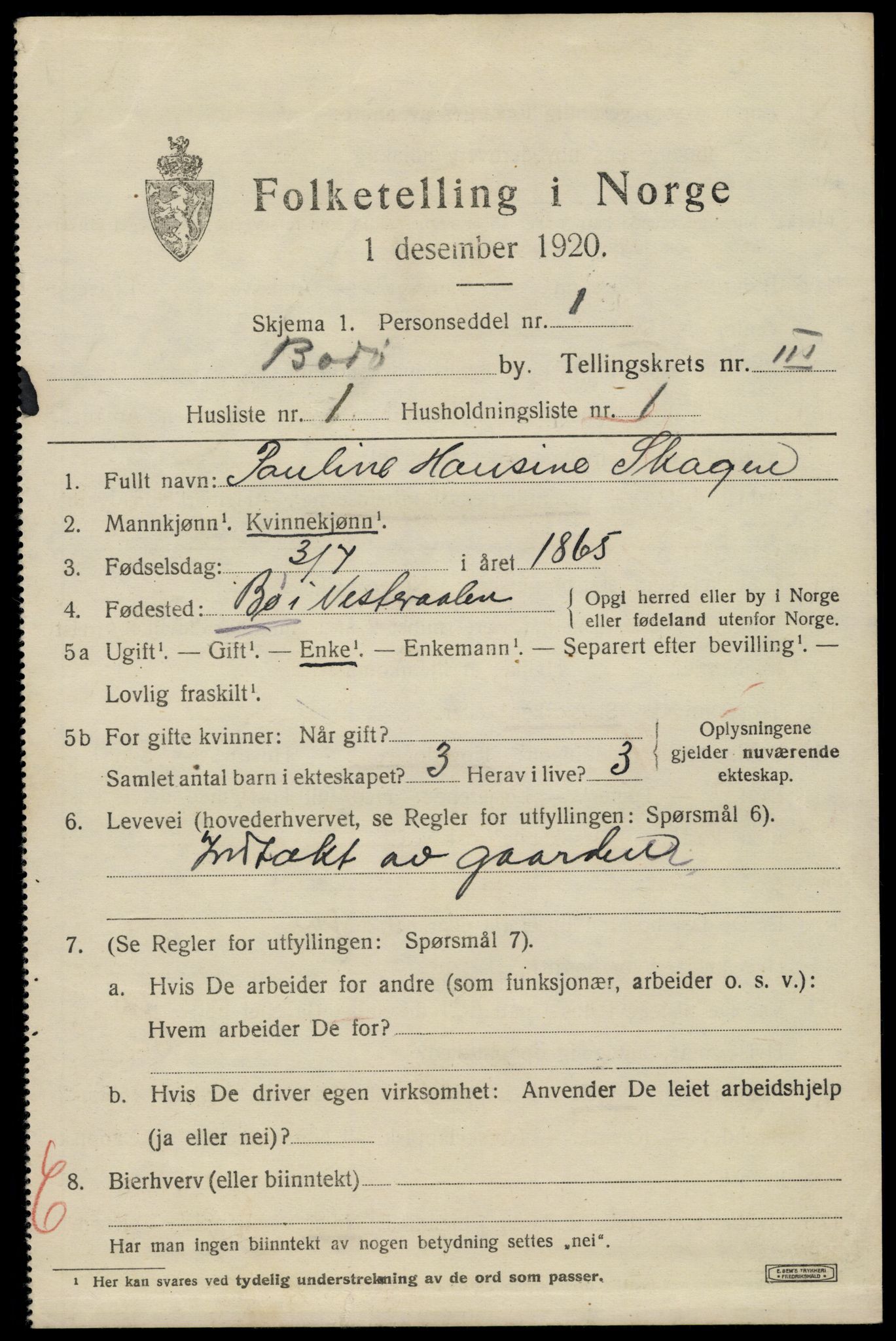 SAT, 1920 census for Bodø, 1920, p. 5673