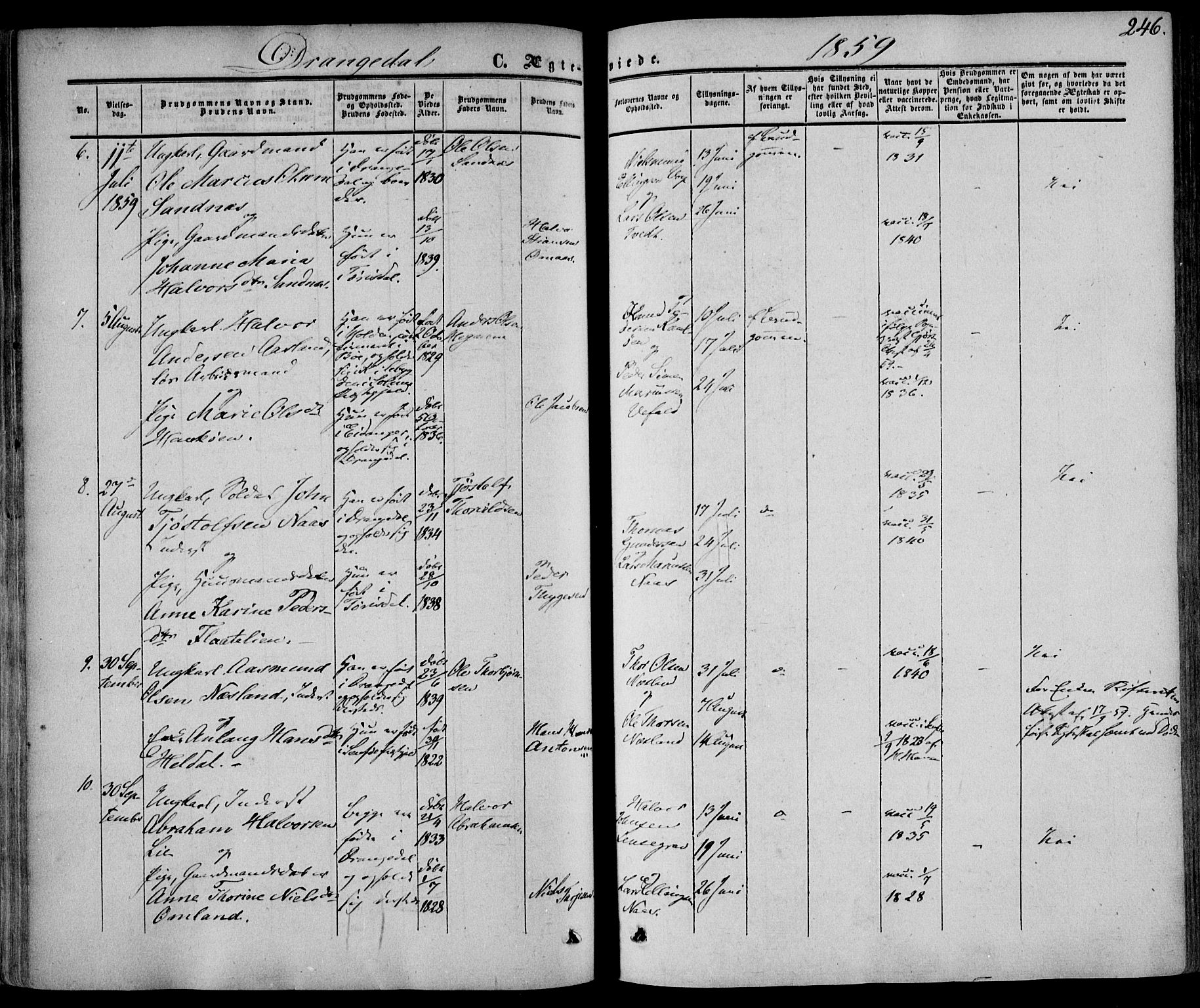 Drangedal kirkebøker, AV/SAKO-A-258/F/Fa/L0008: Parish register (official) no. 8, 1857-1871, p. 246