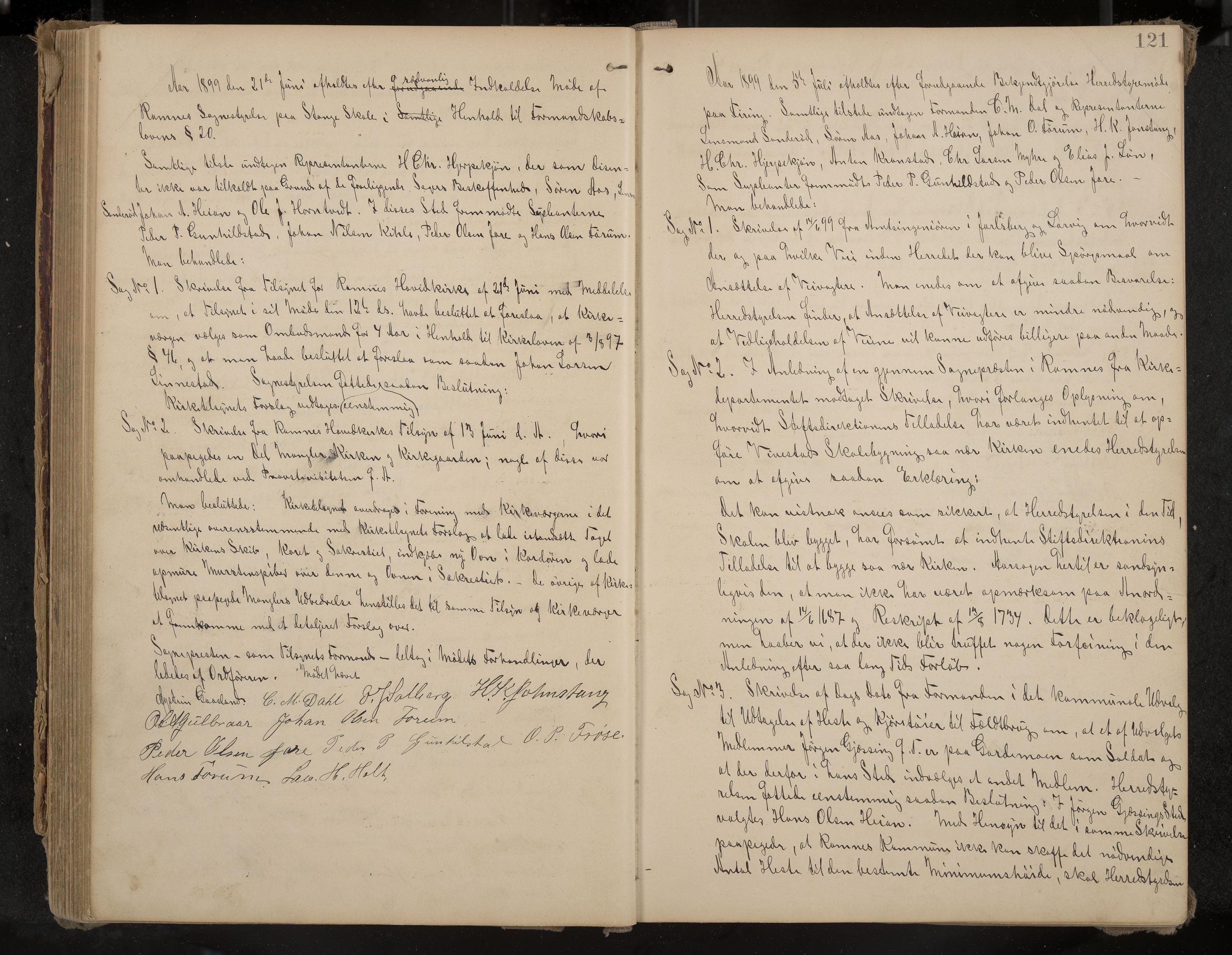 Ramnes formannskap og sentraladministrasjon, IKAK/0718021/A/Aa/L0004: Møtebok, 1892-1907, p. 121