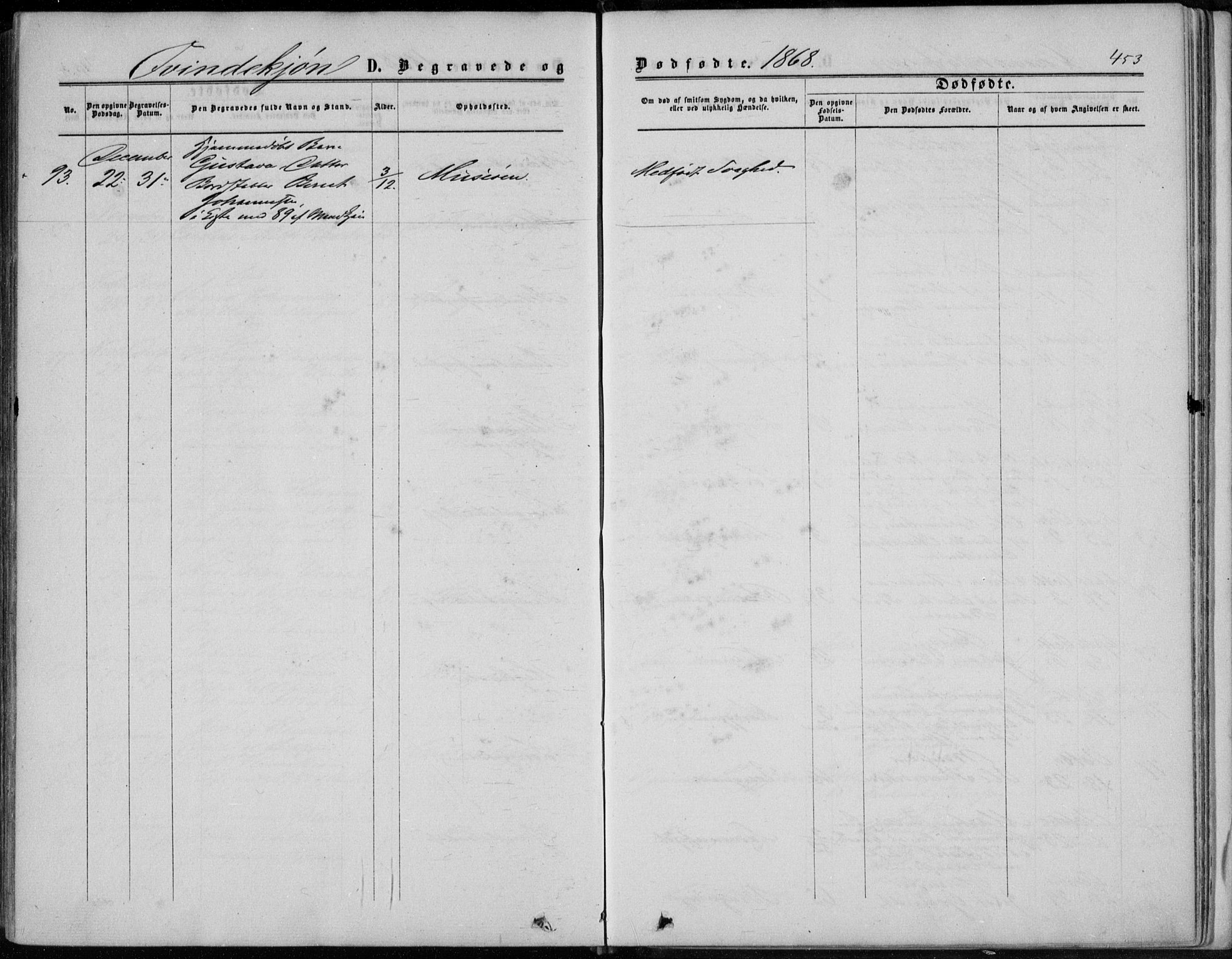 Bragernes kirkebøker, AV/SAKO-A-6/F/Fb/L0003: Parish register (official) no. II 3, 1860-1868, p. 453