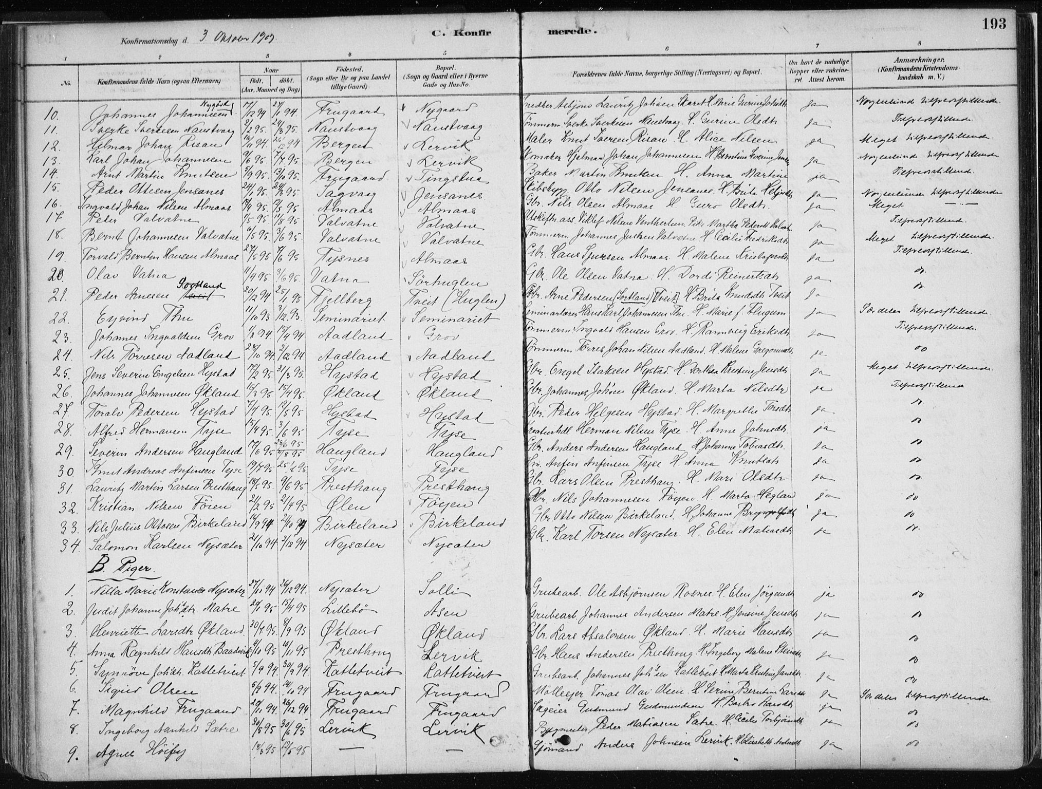 Stord sokneprestembete, SAB/A-78201/H/Haa: Parish register (official) no. B 2, 1878-1913, p. 193