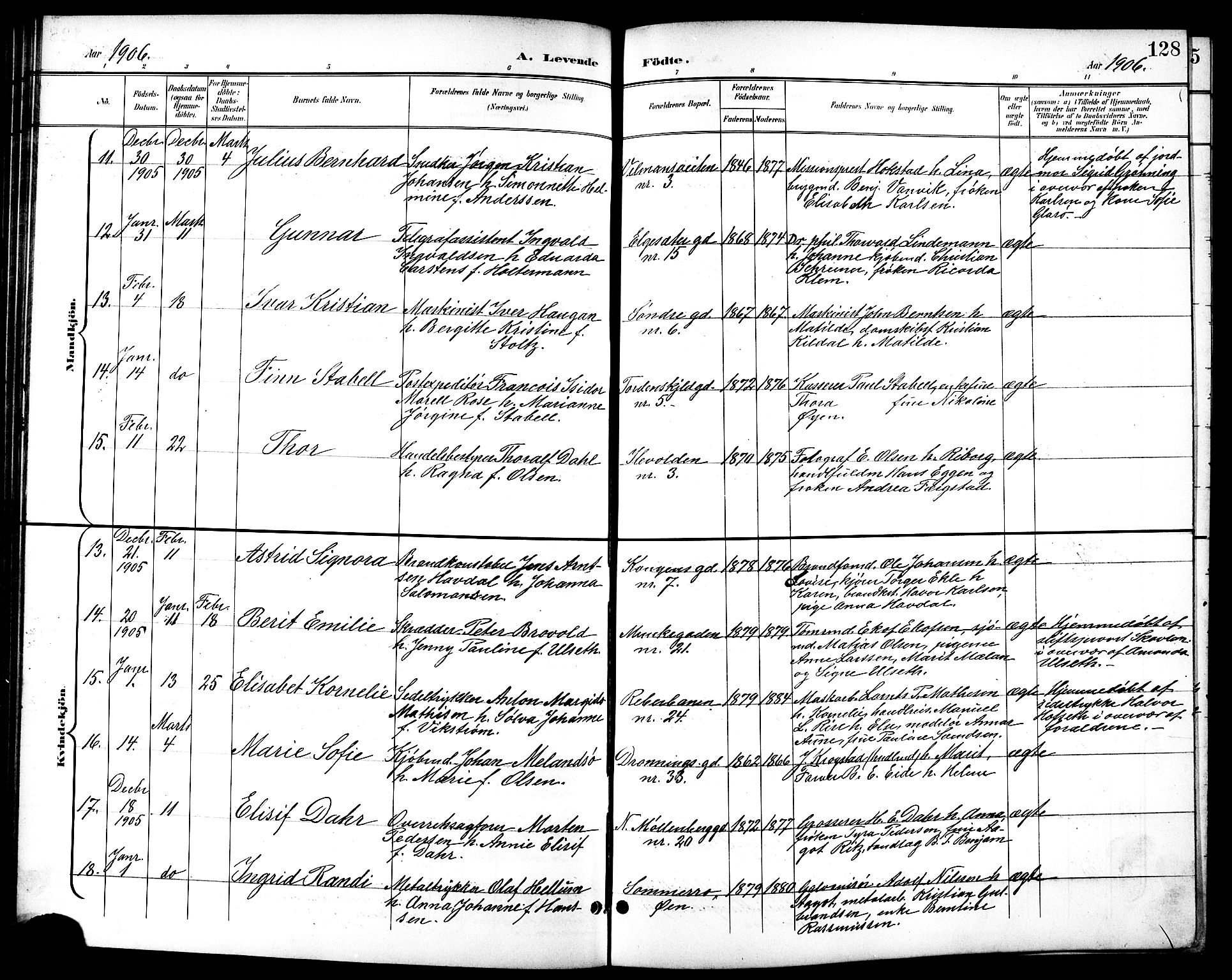 Ministerialprotokoller, klokkerbøker og fødselsregistre - Sør-Trøndelag, AV/SAT-A-1456/601/L0094: Parish register (copy) no. 601C12, 1898-1911, p. 128