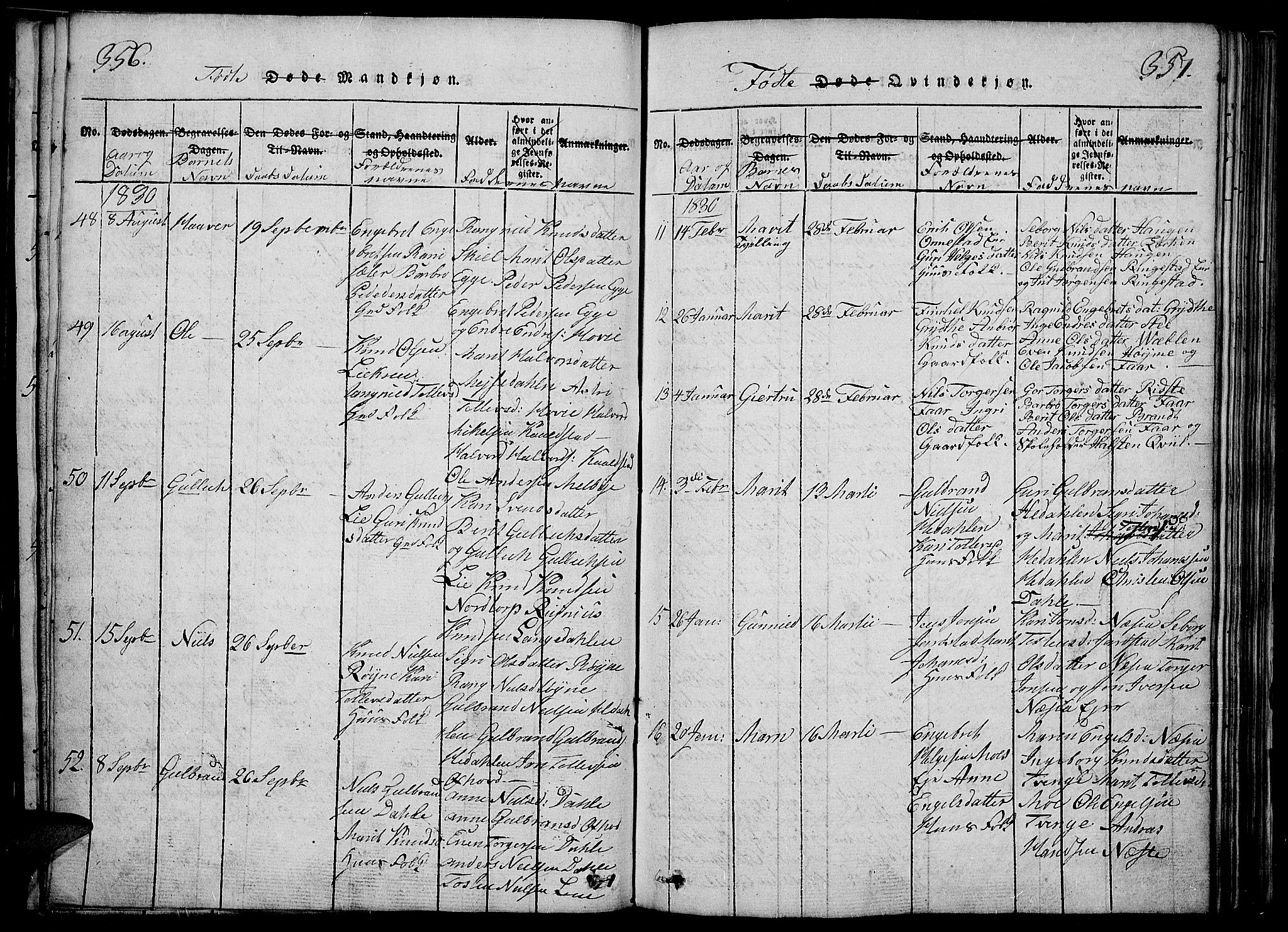 Slidre prestekontor, AV/SAH-PREST-134/H/Ha/Haa/L0002: Parish register (official) no. 2, 1814-1830, p. 356-357
