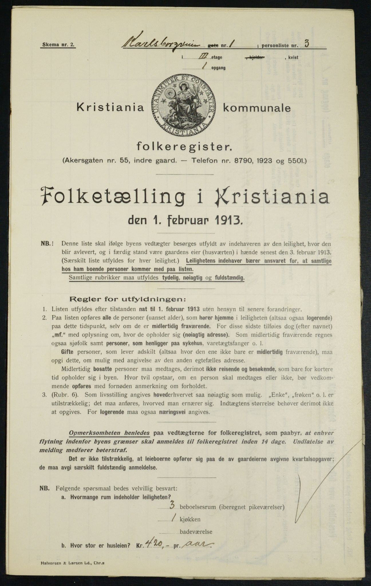 OBA, Municipal Census 1913 for Kristiania, 1913, p. 48683