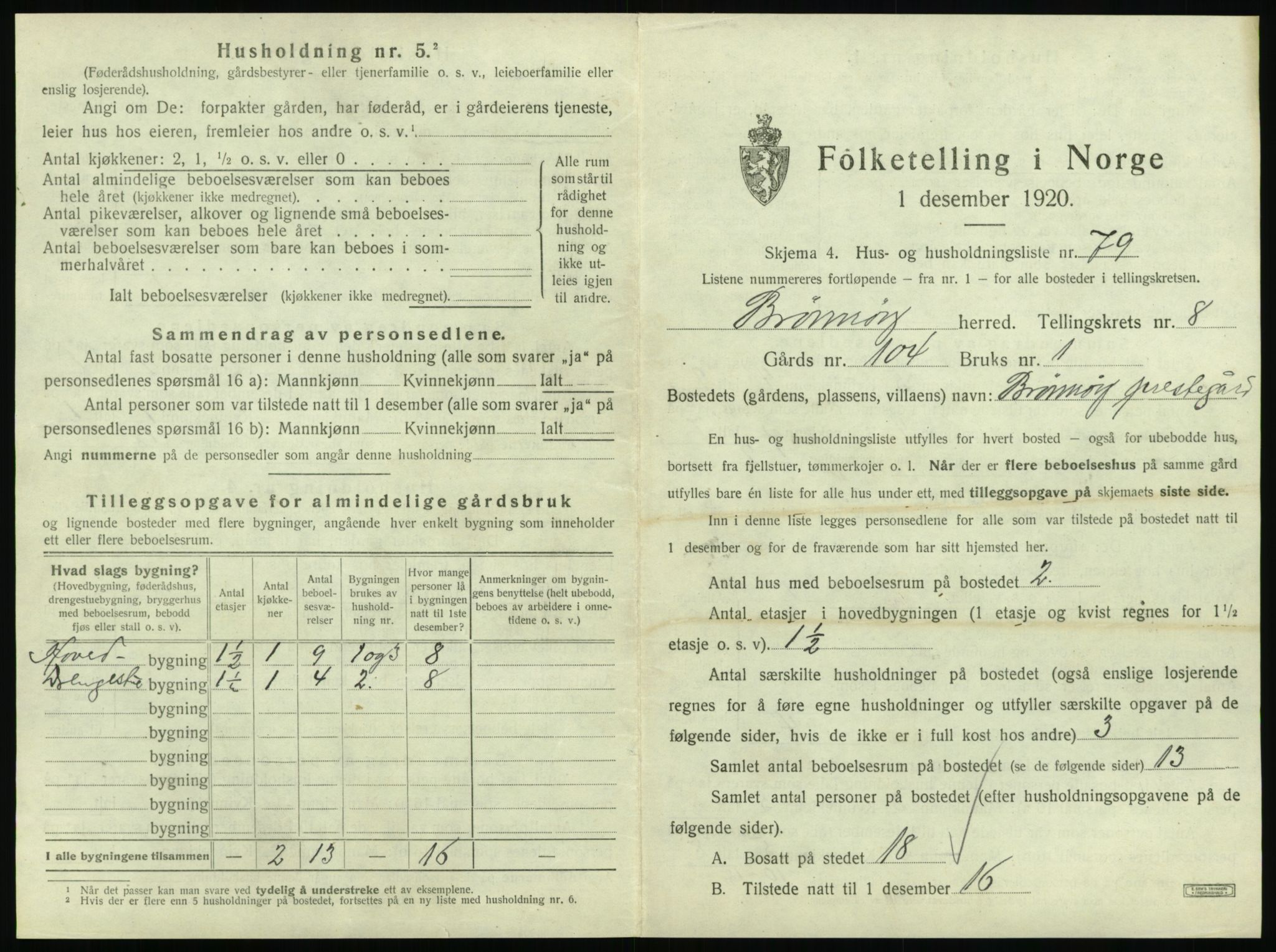SAT, 1920 census for Brønnøy, 1920, p. 894