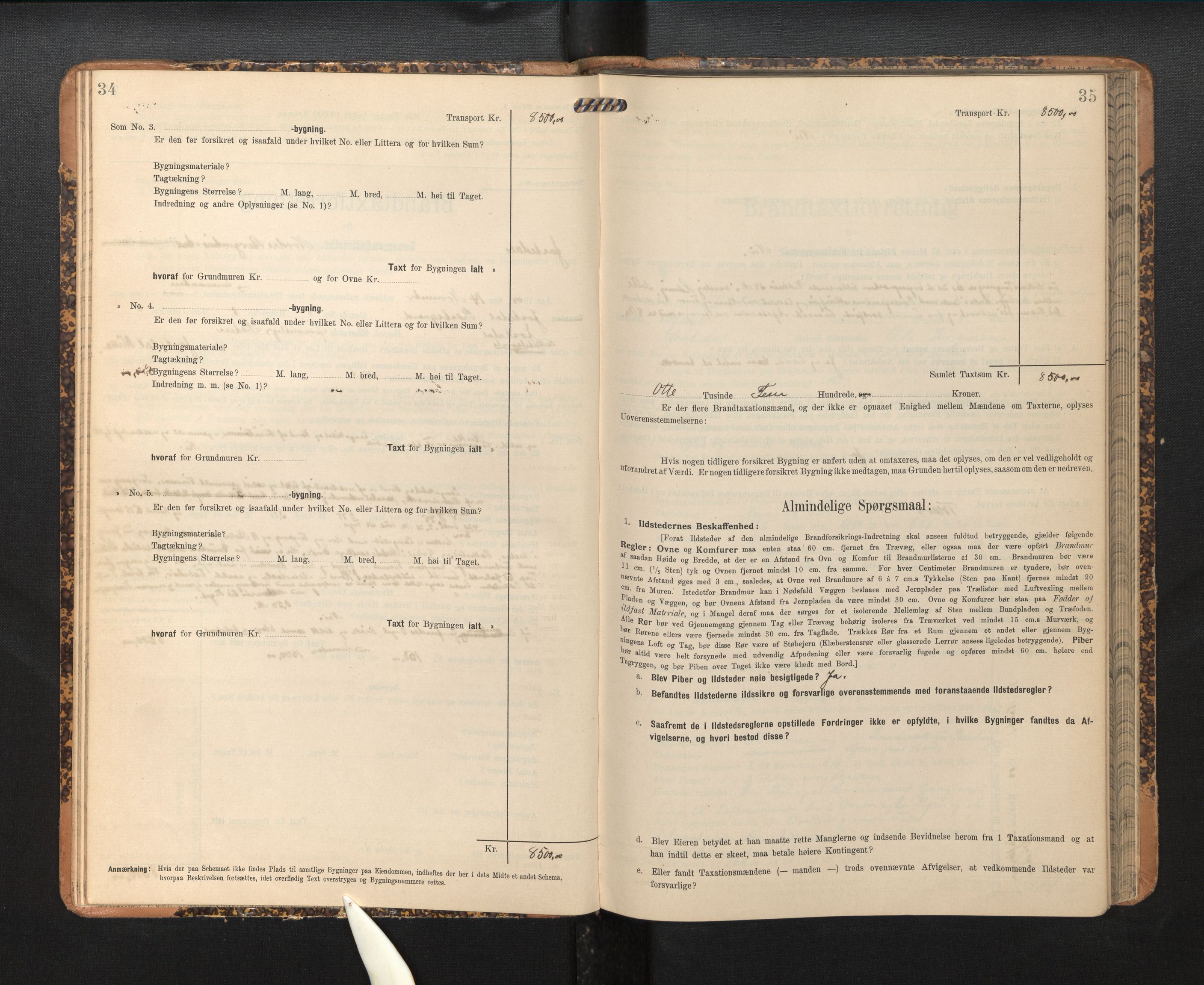 Lensmannen i Jostedal, SAB/A-28601/0012/L0004: Branntakstprotokoll, skjematakst, 1906-1919, p. 34-35