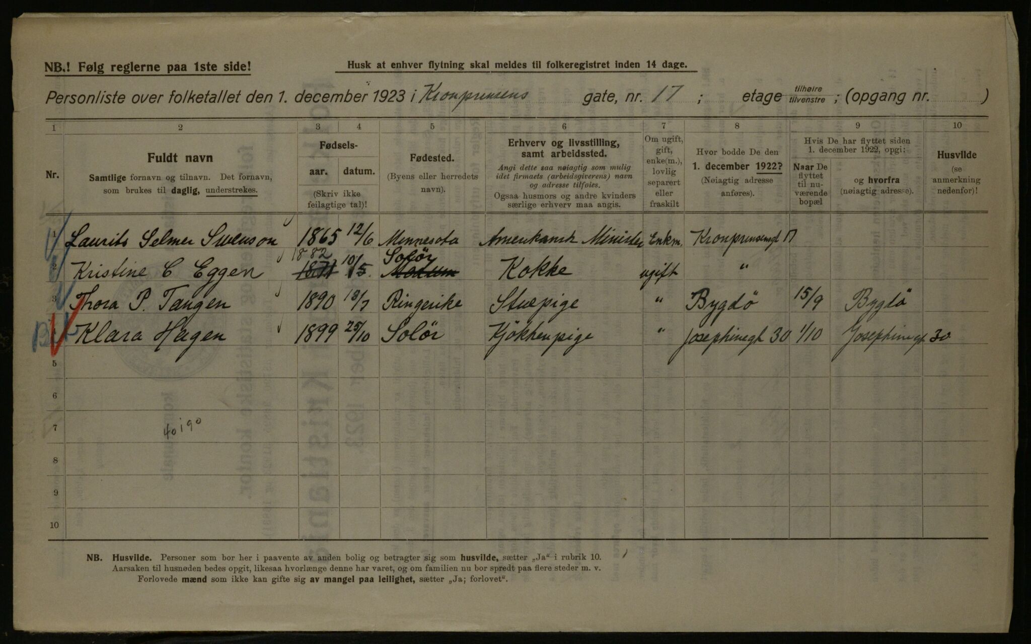 OBA, Municipal Census 1923 for Kristiania, 1923, p. 61272