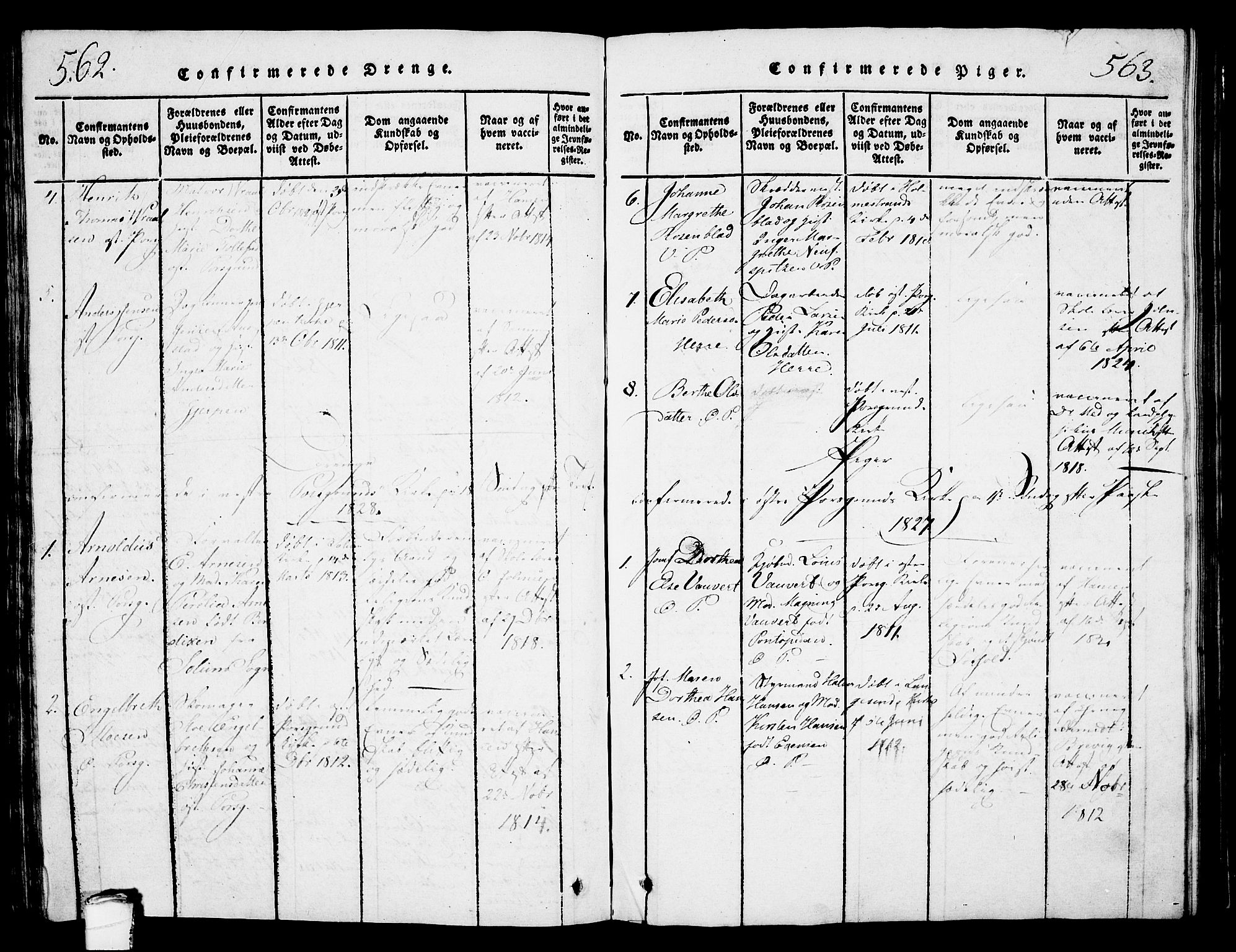 Porsgrunn kirkebøker , SAKO/A-104/G/Gb/L0001: Parish register (copy) no. II 1, 1817-1828, p. 562-563