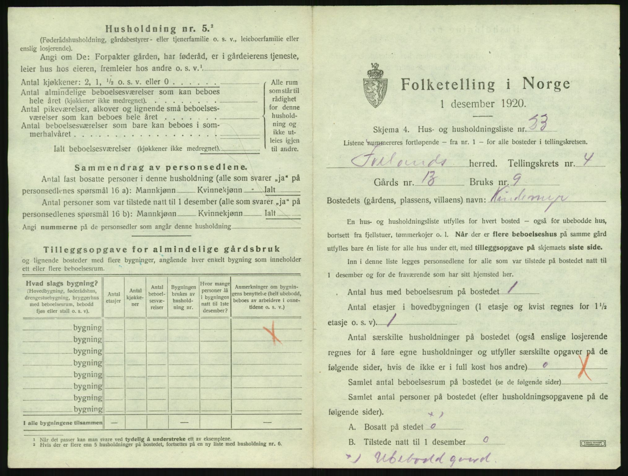 SAK, 1920 census for Iveland, 1920, p. 237