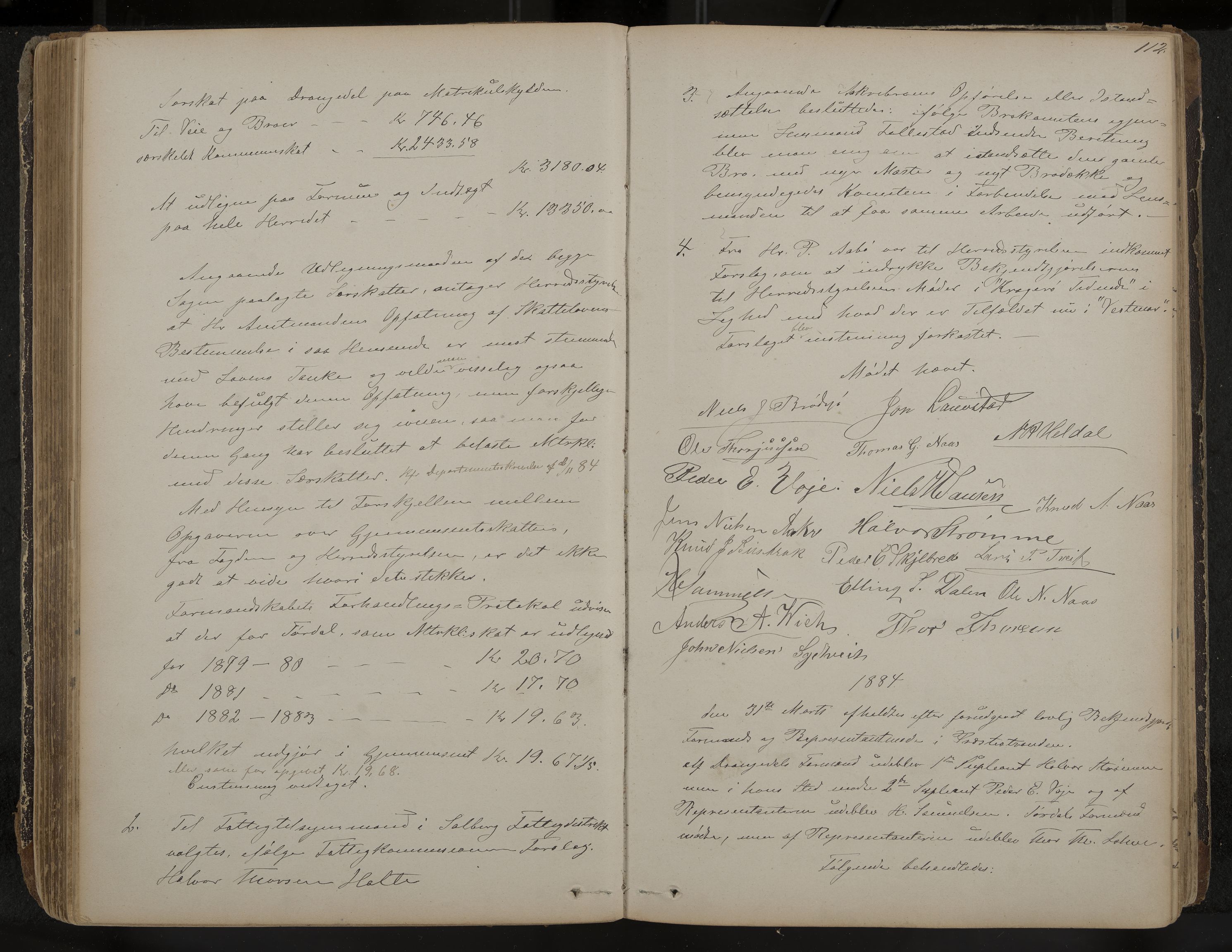 Drangedal formannskap og sentraladministrasjon, IKAK/0817021/A/L0002: Møtebok, 1870-1892, p. 112