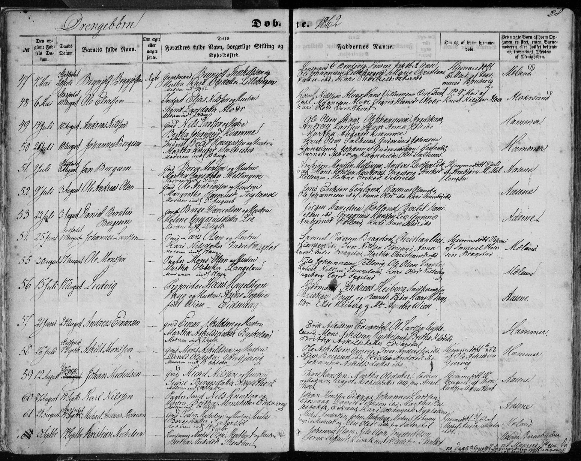 Hamre sokneprestembete, SAB/A-75501/H/Ha/Haa/Haaa/L0014: Parish register (official) no. A 14, 1858-1872, p. 28