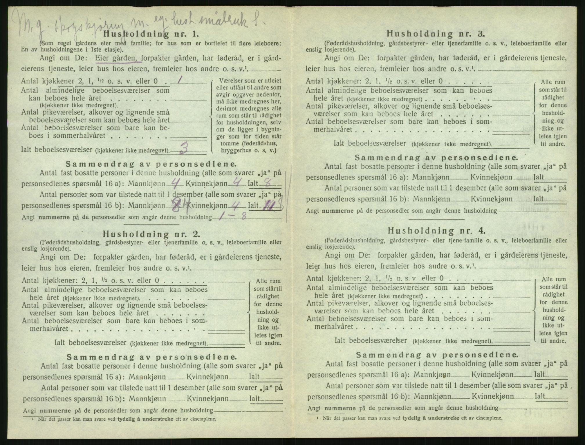 SAK, 1920 census for Vegårshei, 1920, p. 223