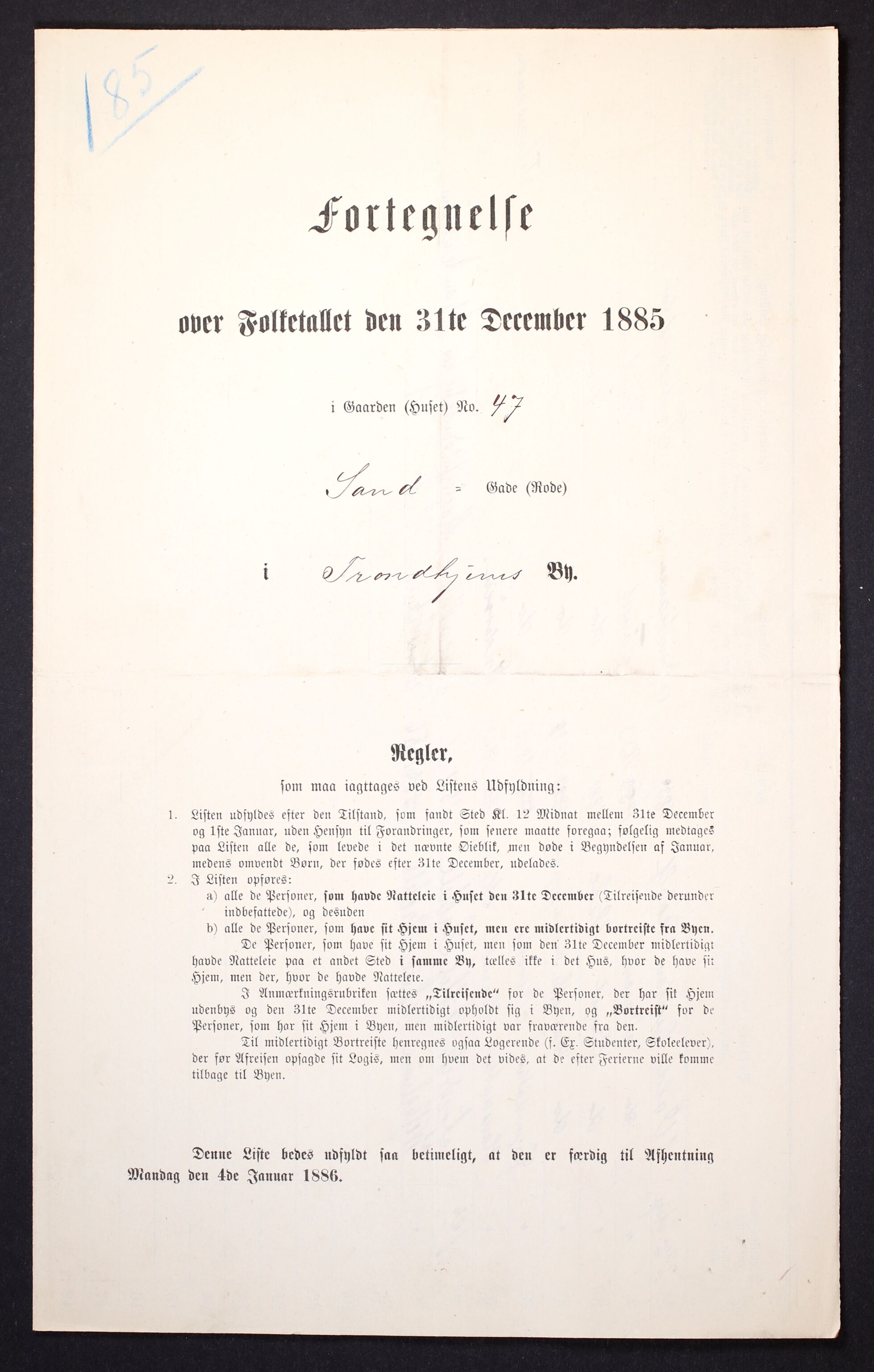 SAT, 1885 census for 1601 Trondheim, 1885, p. 926