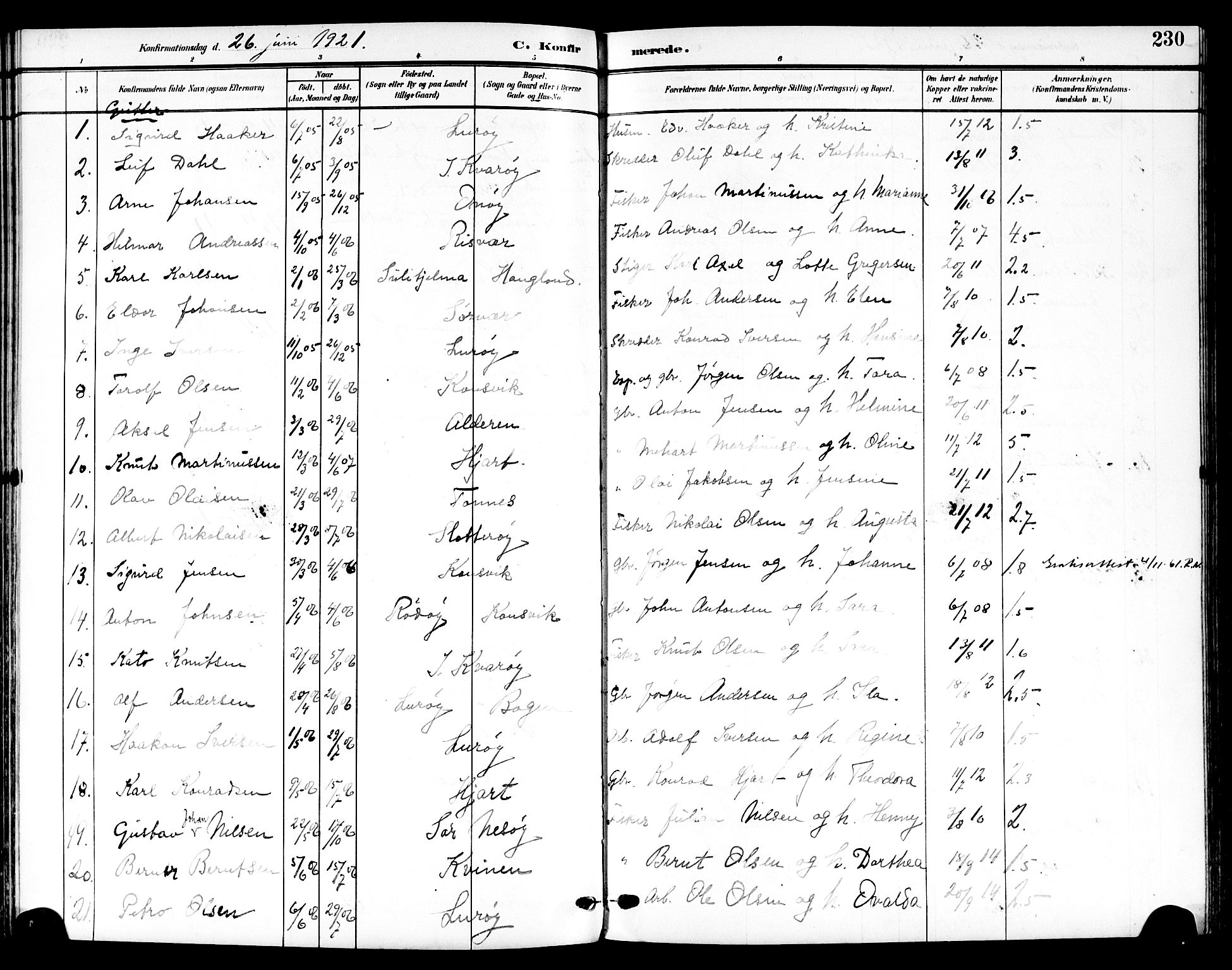 Ministerialprotokoller, klokkerbøker og fødselsregistre - Nordland, SAT/A-1459/839/L0569: Parish register (official) no. 839A06, 1903-1922, p. 230