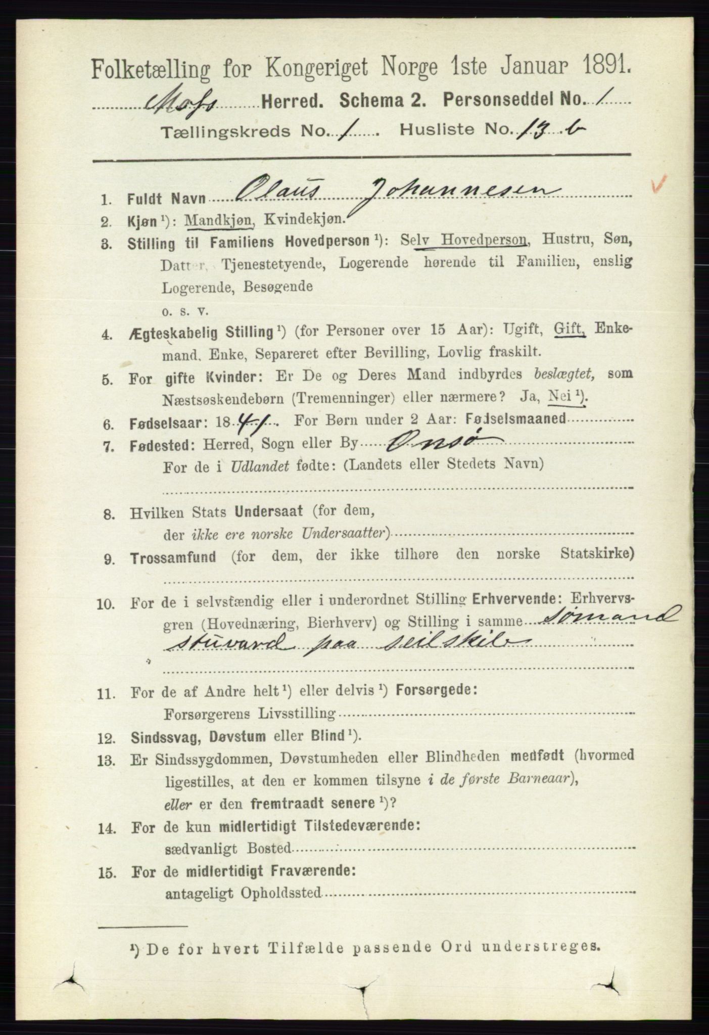 RA, 1891 Census for 0194 Moss, 1891, p. 298