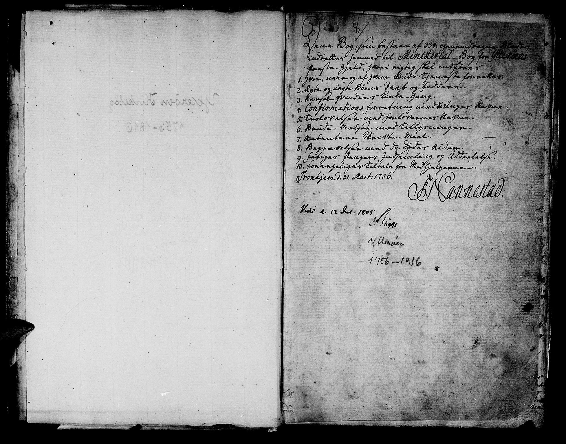Ministerialprotokoller, klokkerbøker og fødselsregistre - Nord-Trøndelag, SAT/A-1458/722/L0216: Parish register (official) no. 722A03, 1756-1816, p. 1