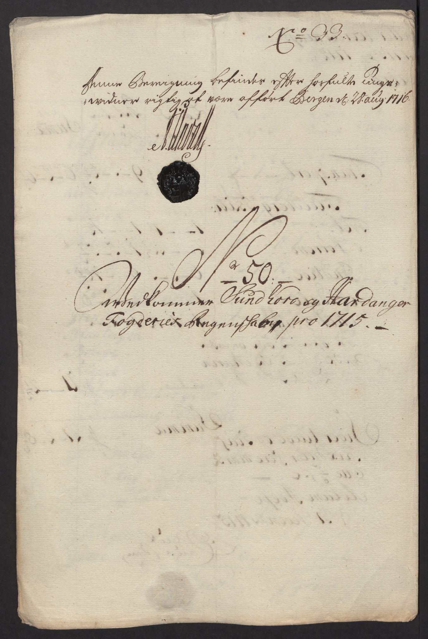 Rentekammeret inntil 1814, Reviderte regnskaper, Fogderegnskap, AV/RA-EA-4092/R48/L2991: Fogderegnskap Sunnhordland og Hardanger, 1715, p. 385