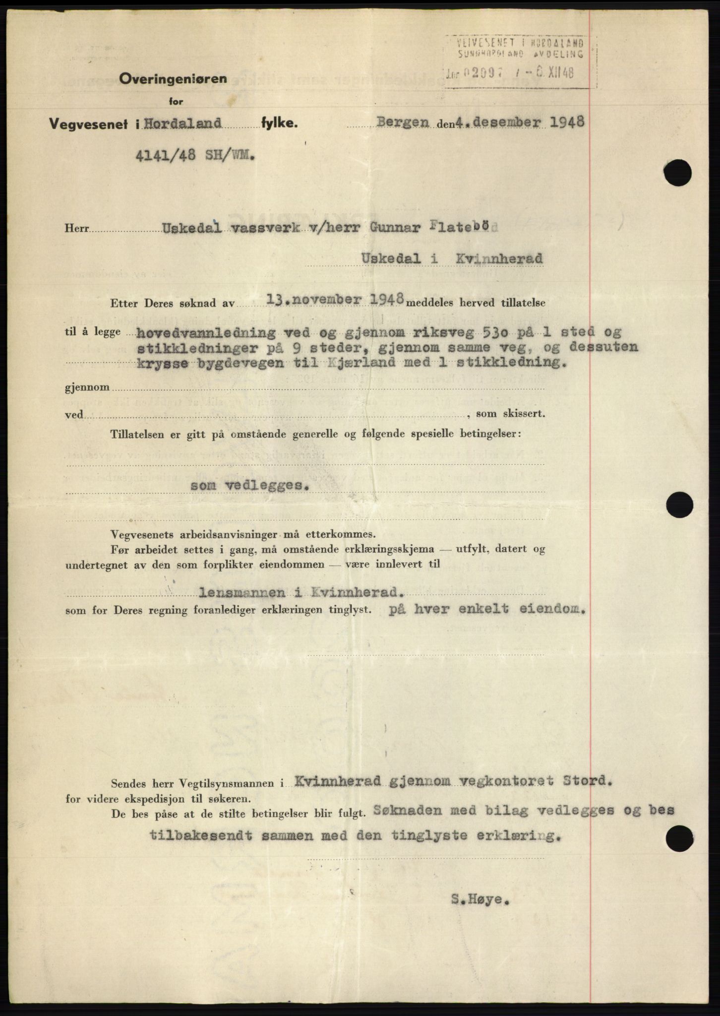 Sunnhordland sorenskrivar, AV/SAB-A-2401: Mortgage book no. B75-79, 1948-1950, Diary no: : 1714/1949