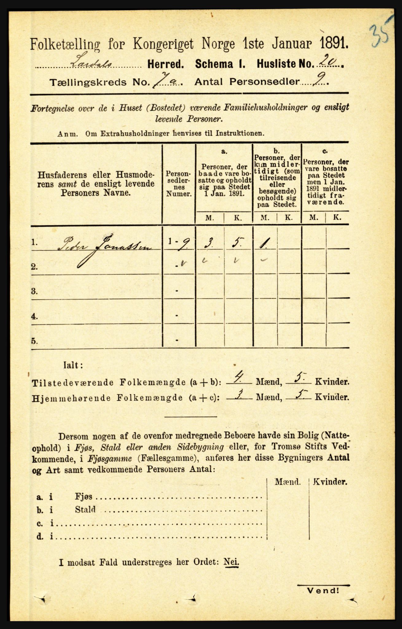 RA, 1891 census for 1422 Lærdal, 1891, p. 768