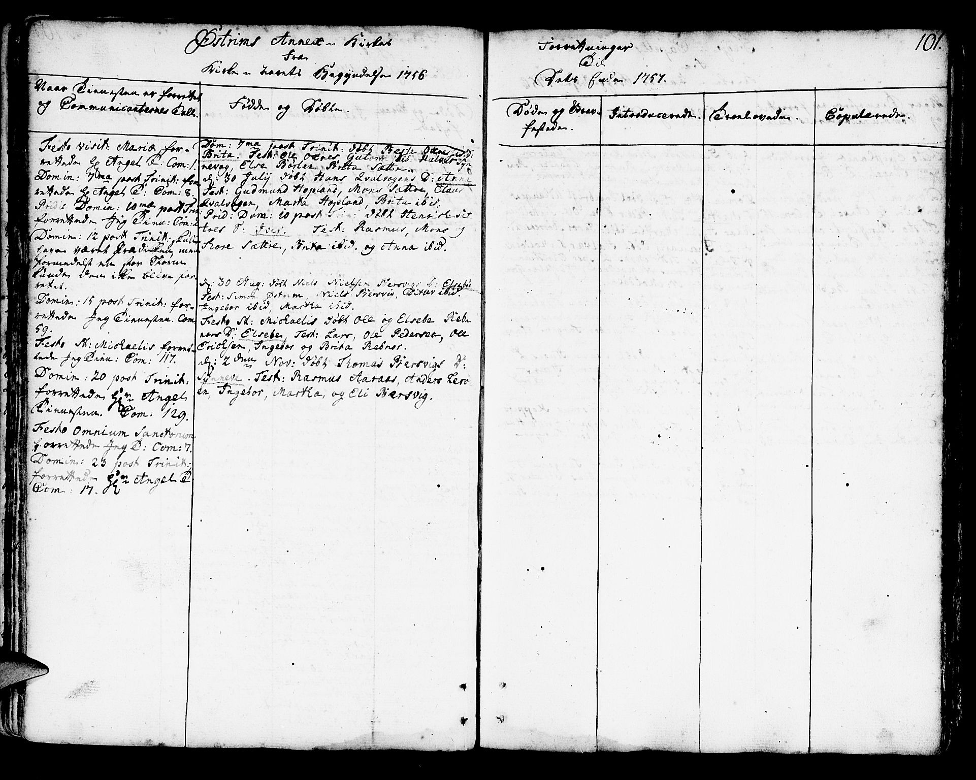 Lindås Sokneprestembete, AV/SAB-A-76701/H/Haa/Haaa/L0003: Parish register (official) no. A 3, 1748-1764, p. 101