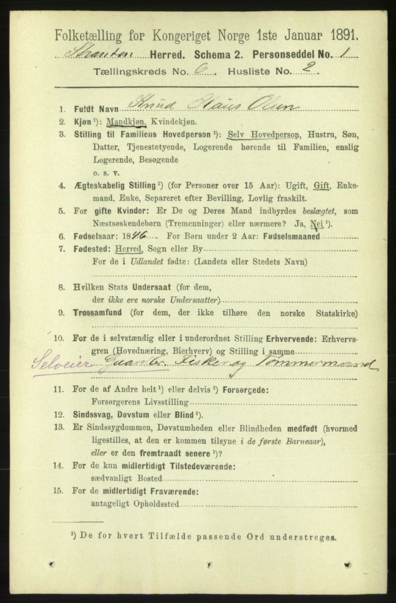 RA, 1891 census for 1525 Stranda, 1891, p. 1220