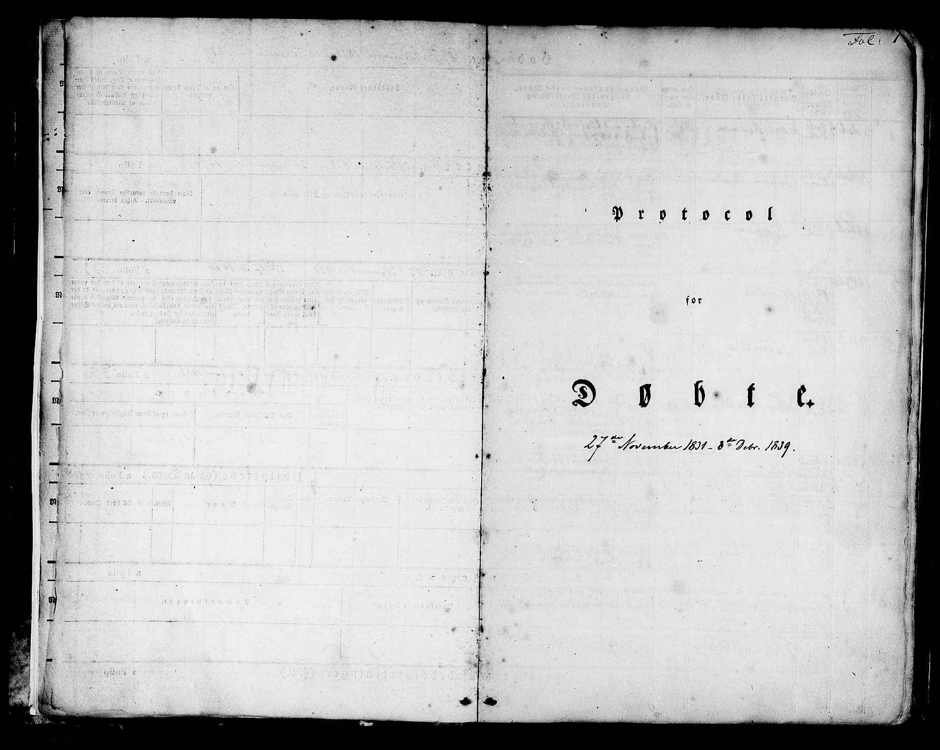 Korskirken sokneprestembete, SAB/A-76101/H/Hab: Parish register (copy) no. A 5I, 1831-1844, p. 1