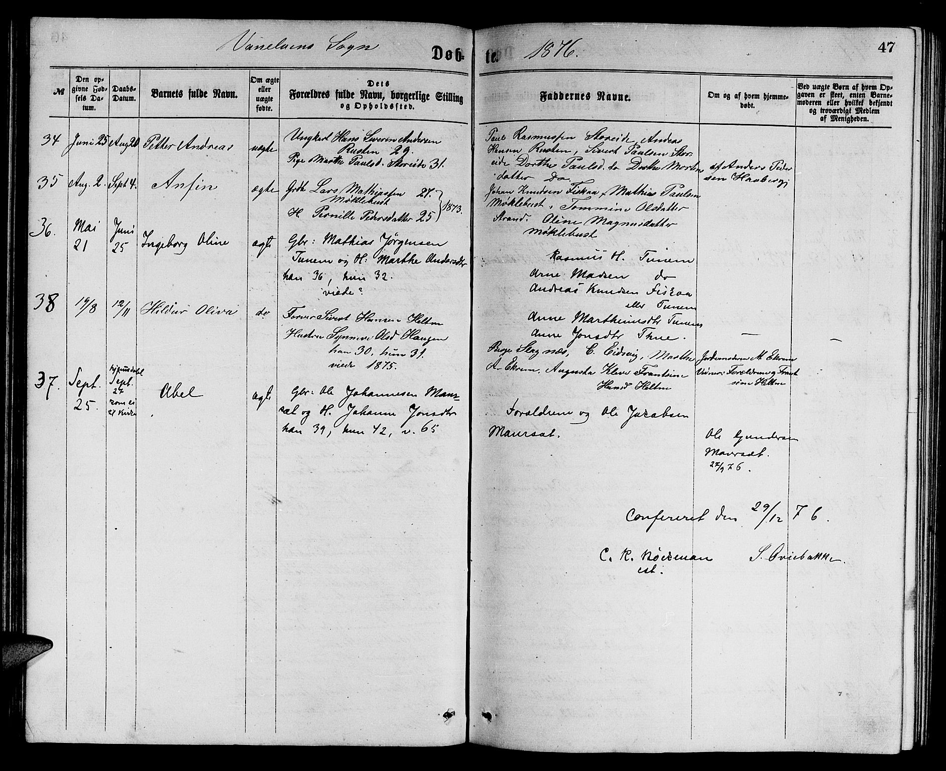 Ministerialprotokoller, klokkerbøker og fødselsregistre - Møre og Romsdal, SAT/A-1454/501/L0016: Parish register (copy) no. 501C02, 1868-1884, p. 47