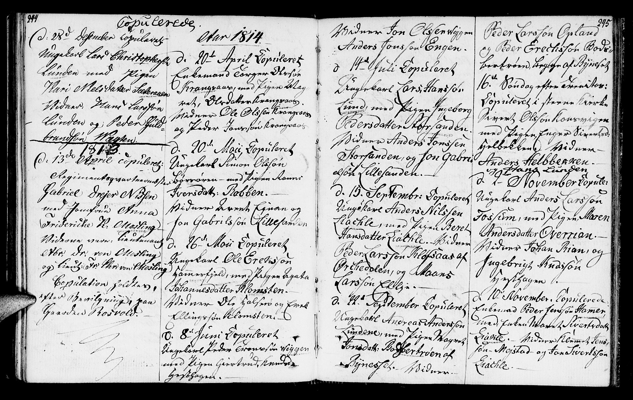 Ministerialprotokoller, klokkerbøker og fødselsregistre - Sør-Trøndelag, SAT/A-1456/665/L0769: Parish register (official) no. 665A04, 1803-1816, p. 244-245