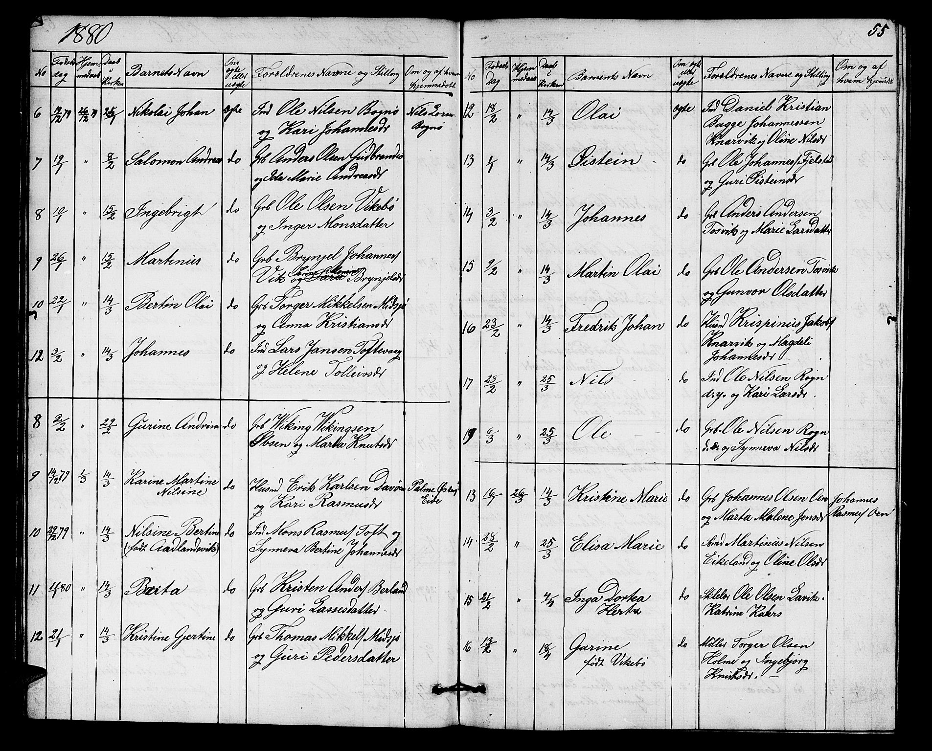 Herdla Sokneprestembete, AV/SAB-A-75701/H/Hab: Parish register (copy) no. A 1, 1859-1880, p. 55