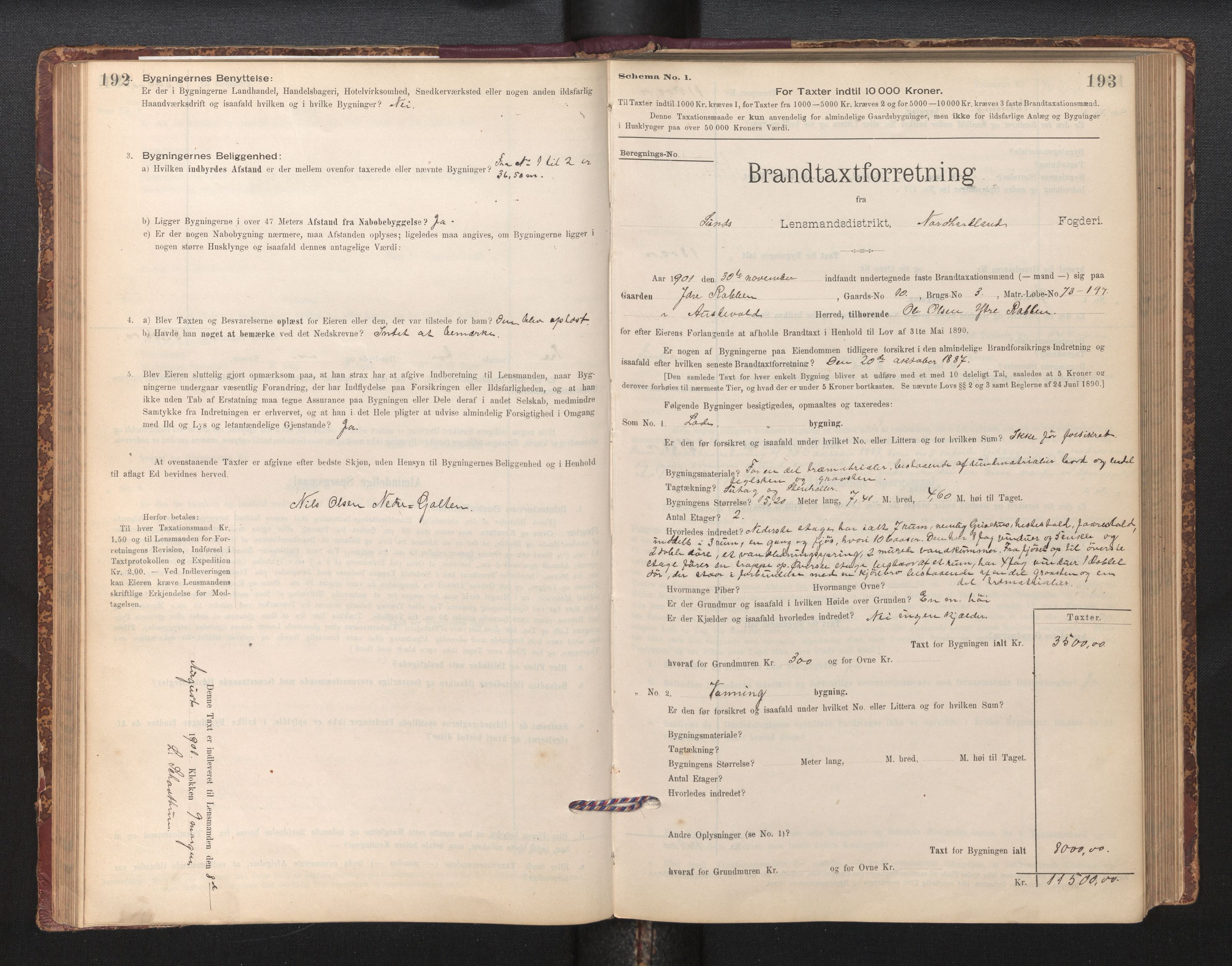 Lensmannen i Sund og Austevoll, SAB/A-35201/0012/L0003: Branntakstprotokoll, skjematakst, 1894-1917, p. 192-193