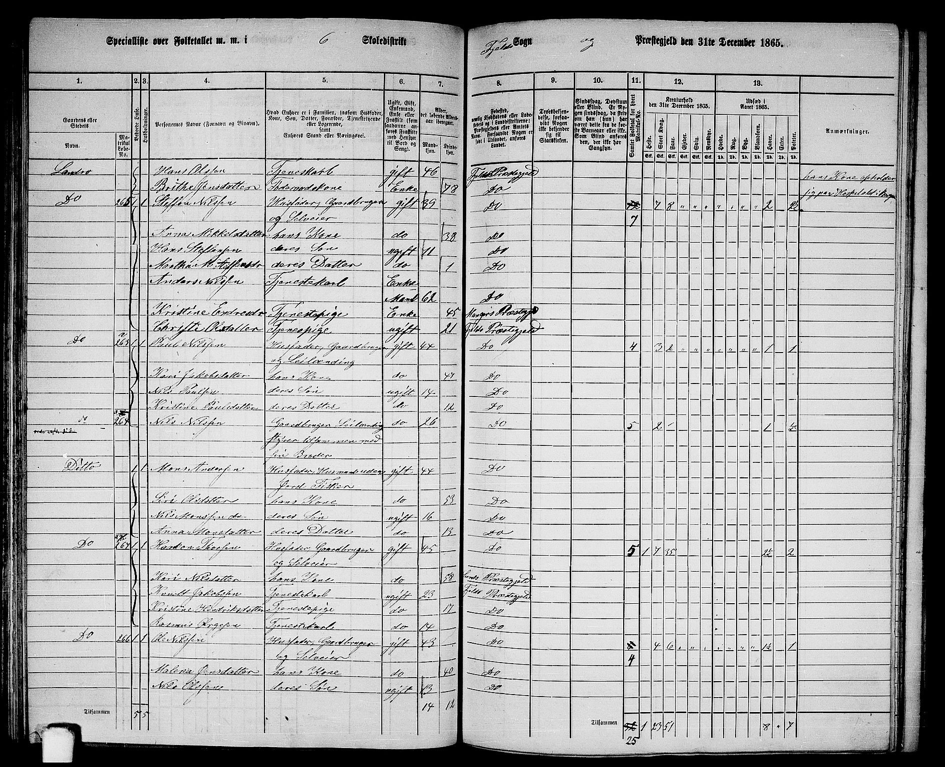 RA, 1865 census for Fjell, 1865, p. 104