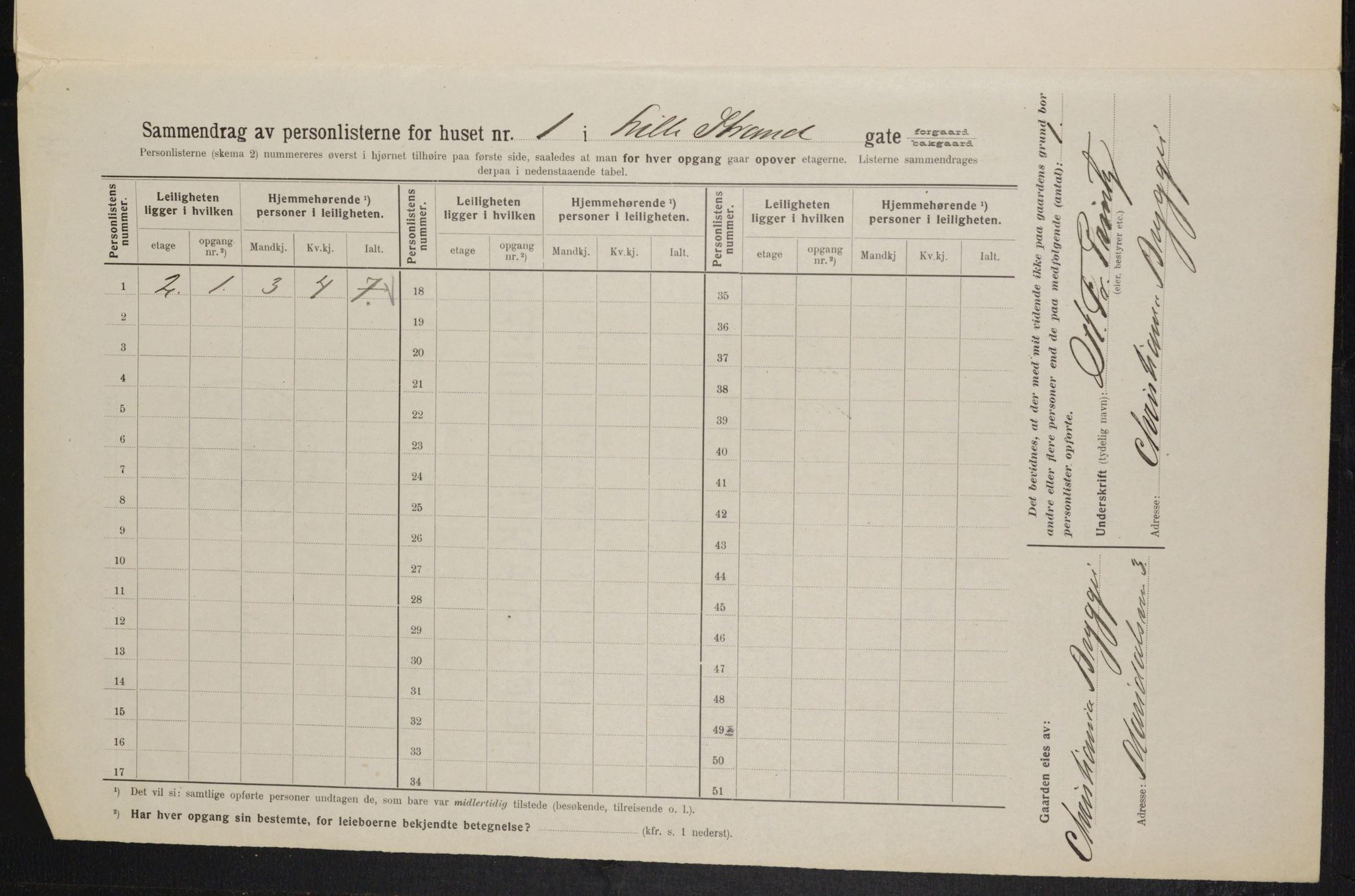 OBA, Municipal Census 1914 for Kristiania, 1914, p. 57489