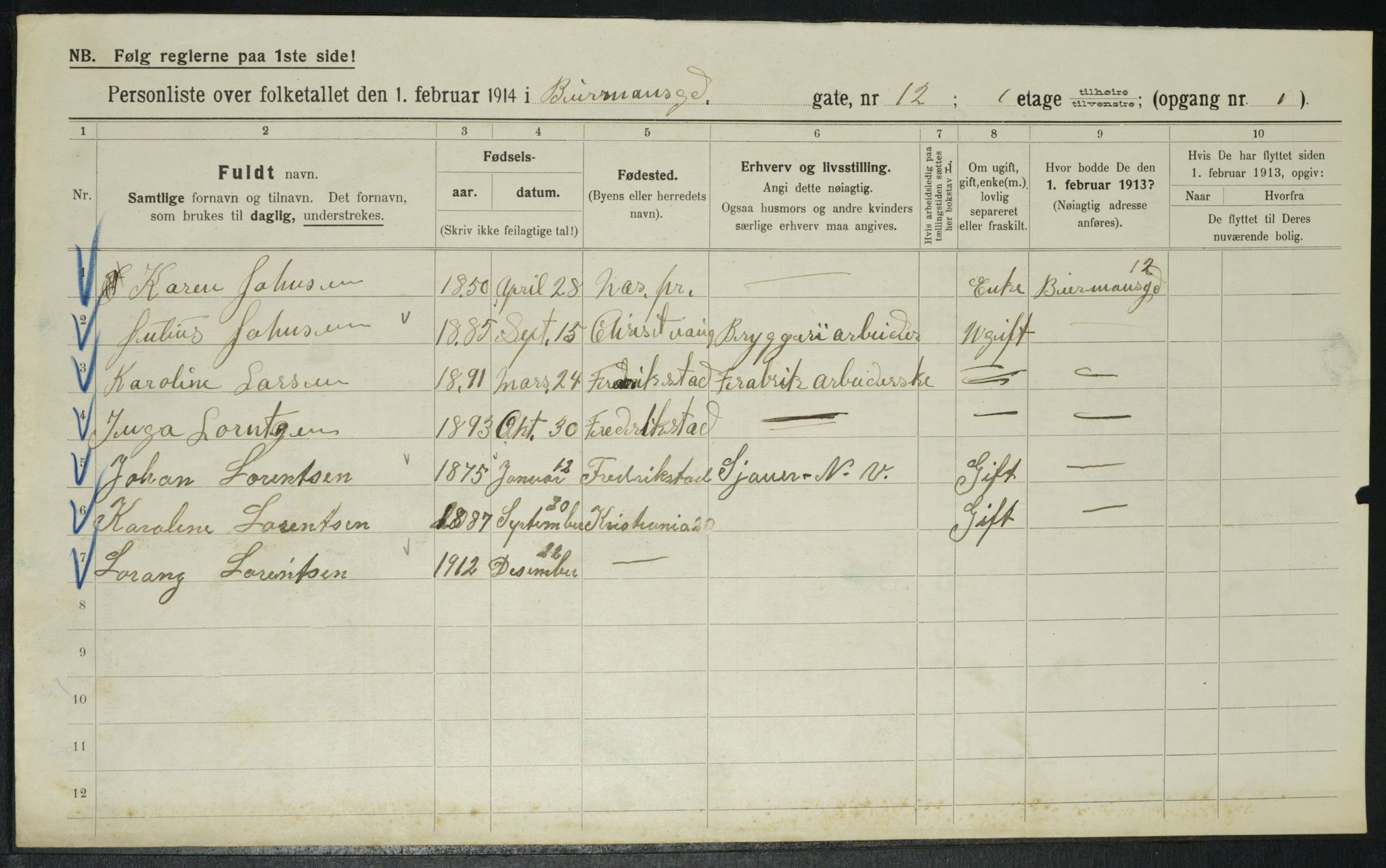 OBA, Municipal Census 1914 for Kristiania, 1914, p. 4910