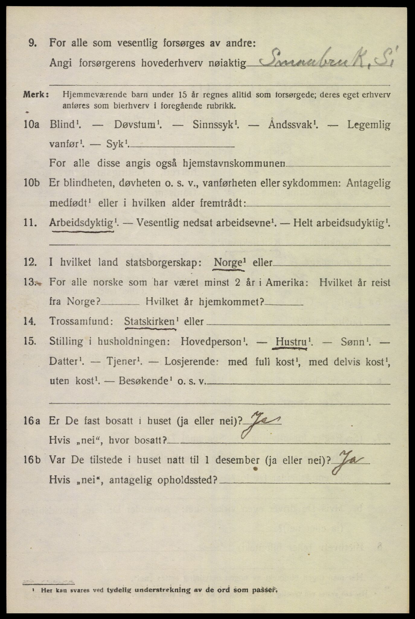 SAK, 1920 census for Austad, 1920, p. 1870