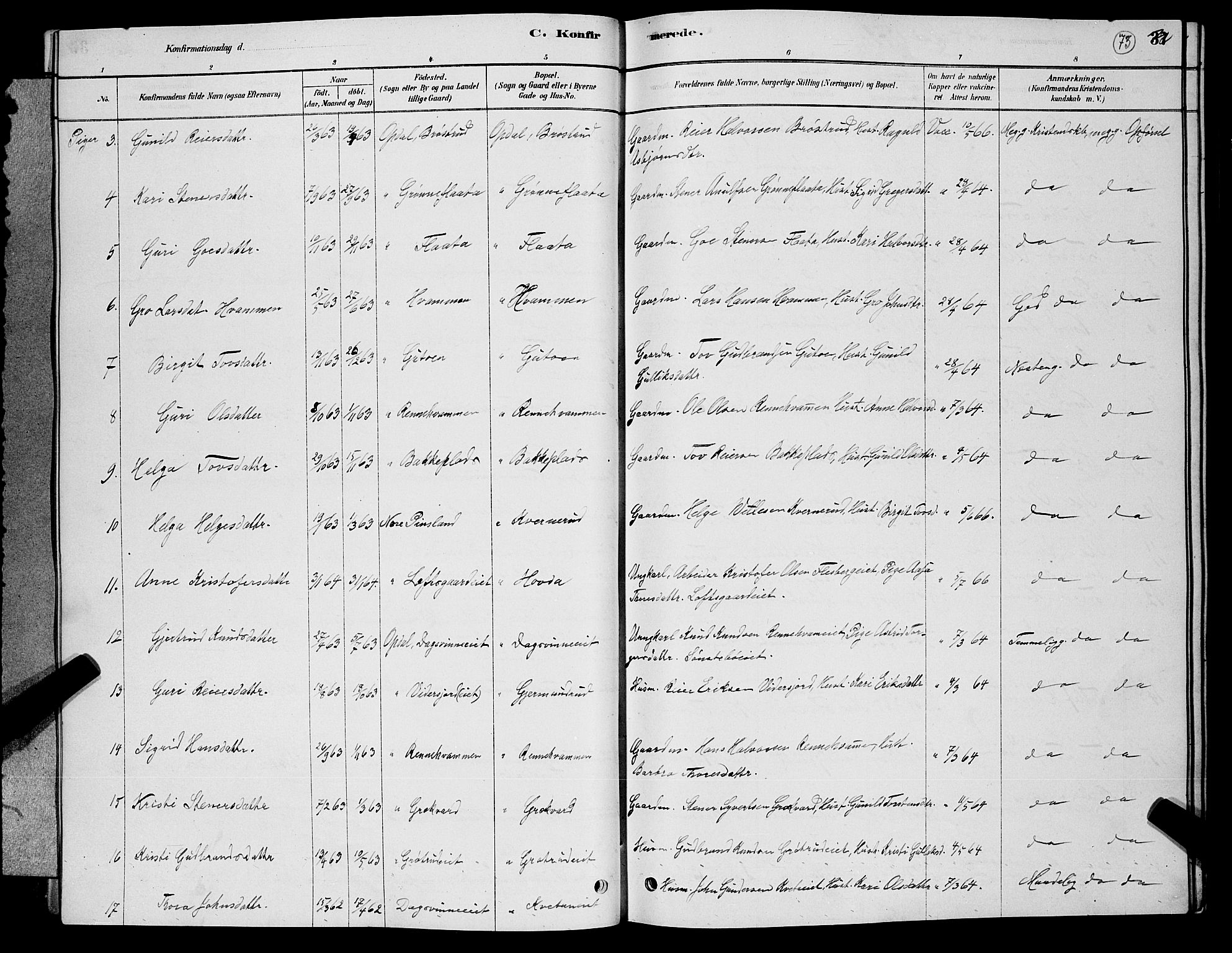 Nore kirkebøker, SAKO/A-238/G/Gb/L0002: Parish register (copy) no. II 2, 1878-1894, p. 73