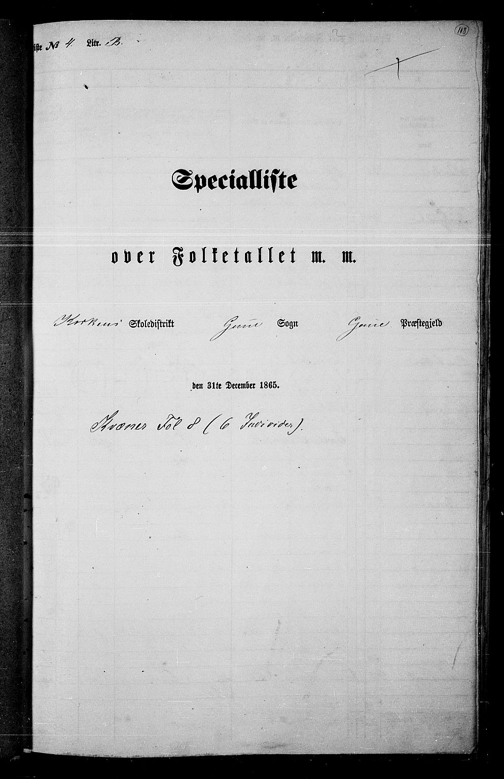 RA, 1865 census for Grue, 1865, p. 97