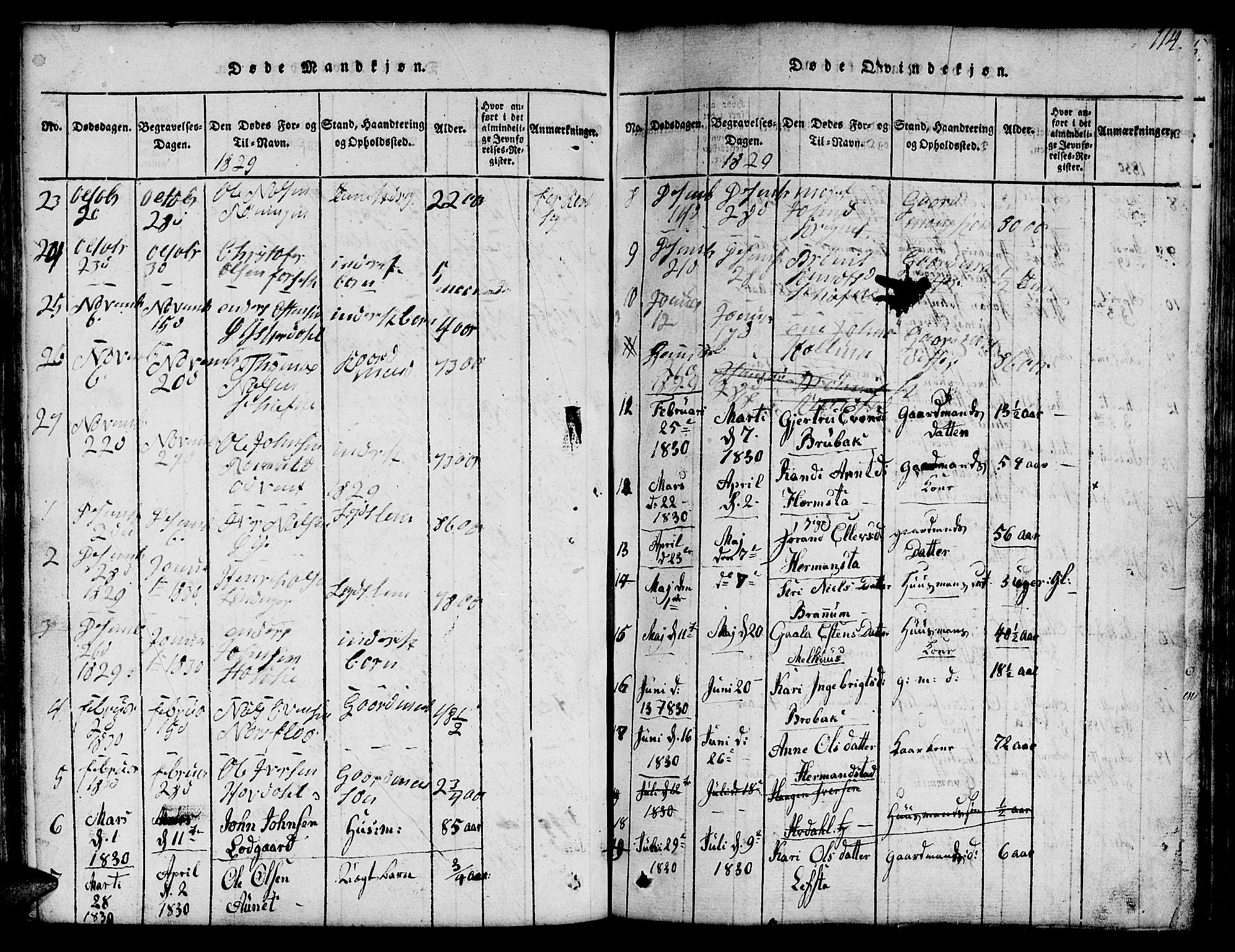 Ministerialprotokoller, klokkerbøker og fødselsregistre - Sør-Trøndelag, SAT/A-1456/691/L1092: Parish register (copy) no. 691C03, 1816-1852, p. 114