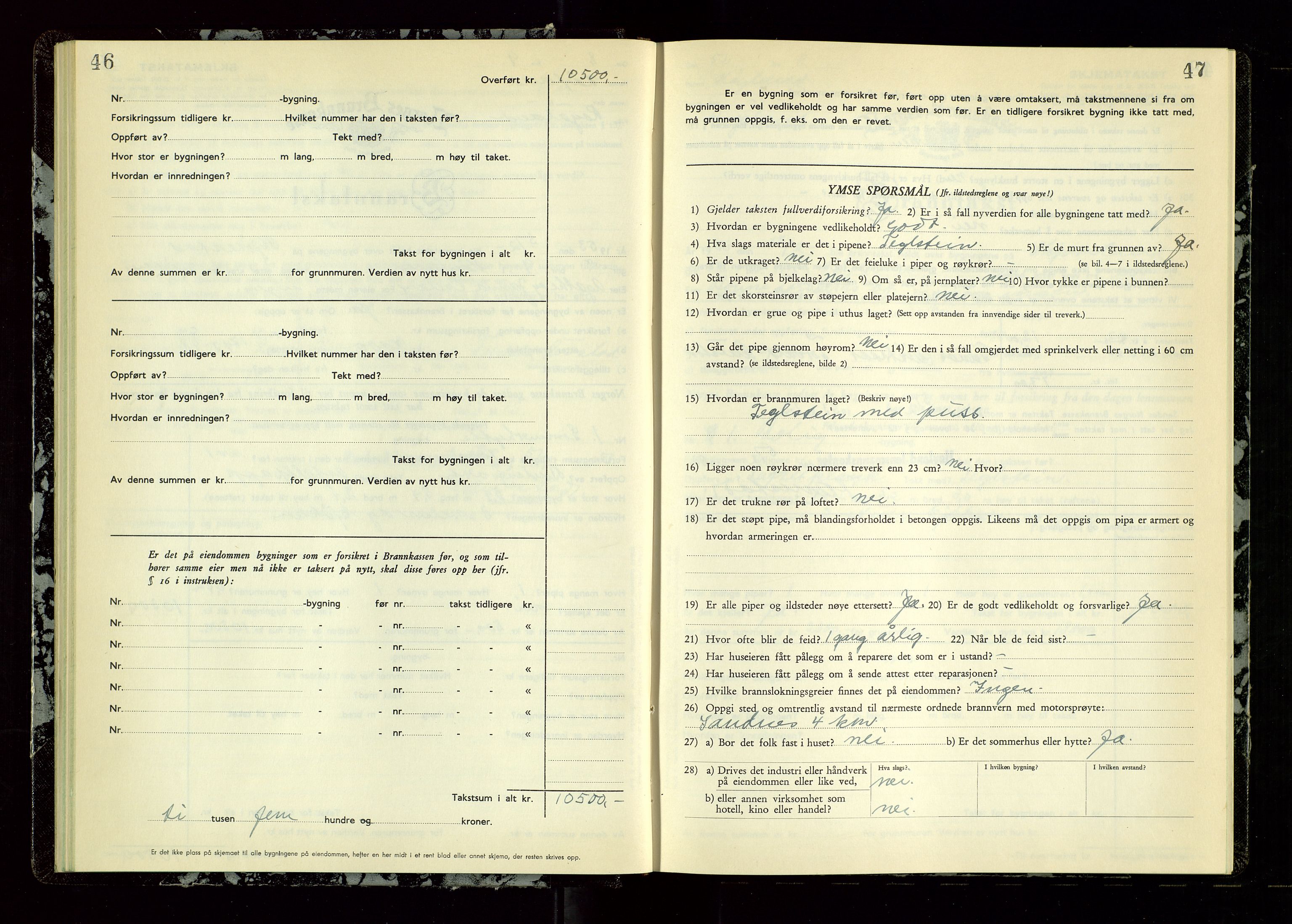 Høyland/Sandnes lensmannskontor, AV/SAST-A-100166/Gob/L0009: "Branntakstprotokoll", 1952-1955, p. 46-47