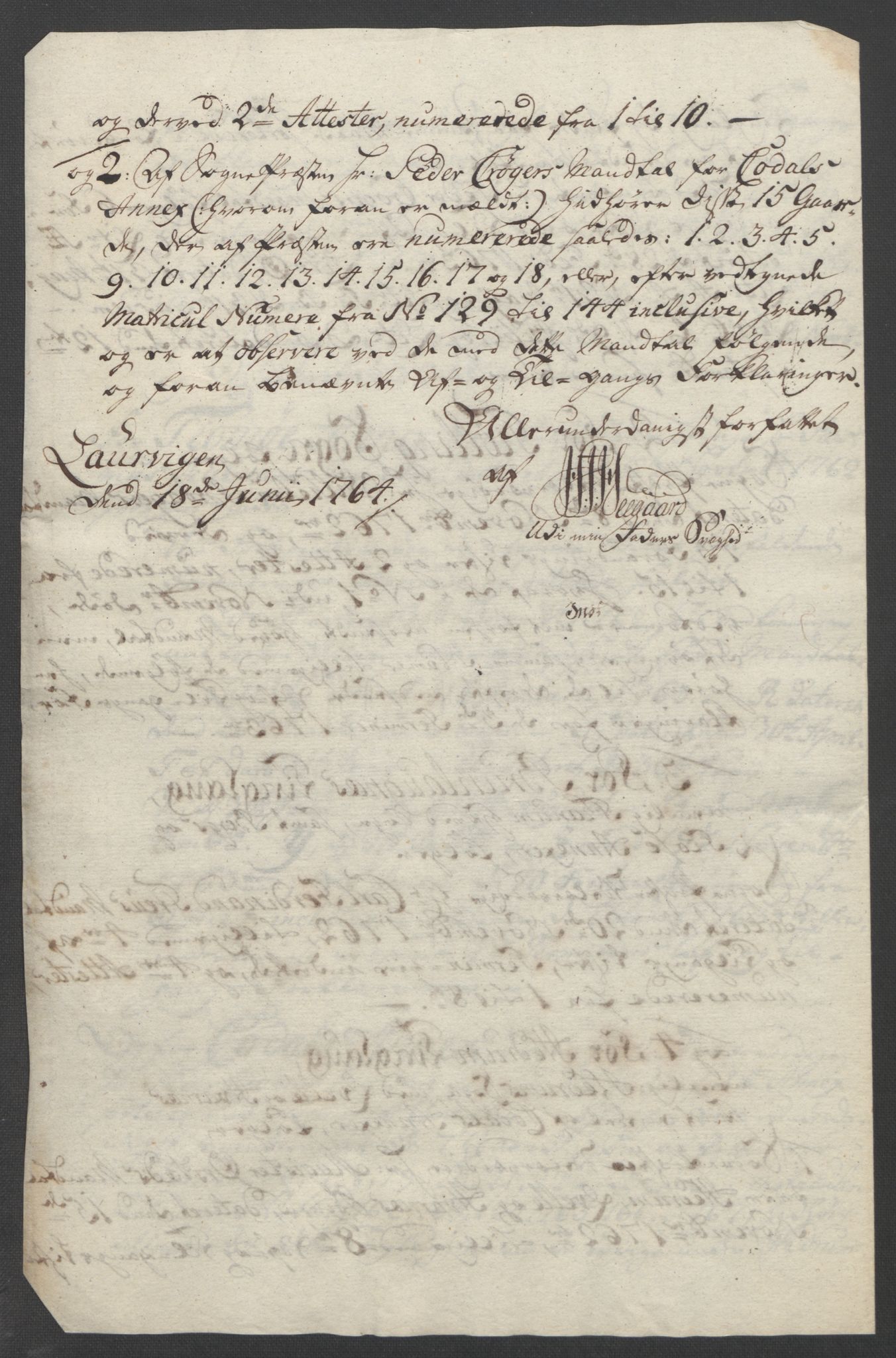Rentekammeret inntil 1814, Reviderte regnskaper, Fogderegnskap, RA/EA-4092/R33/L2033: Ekstraskatten Larvik grevskap, 1762-1764, p. 403