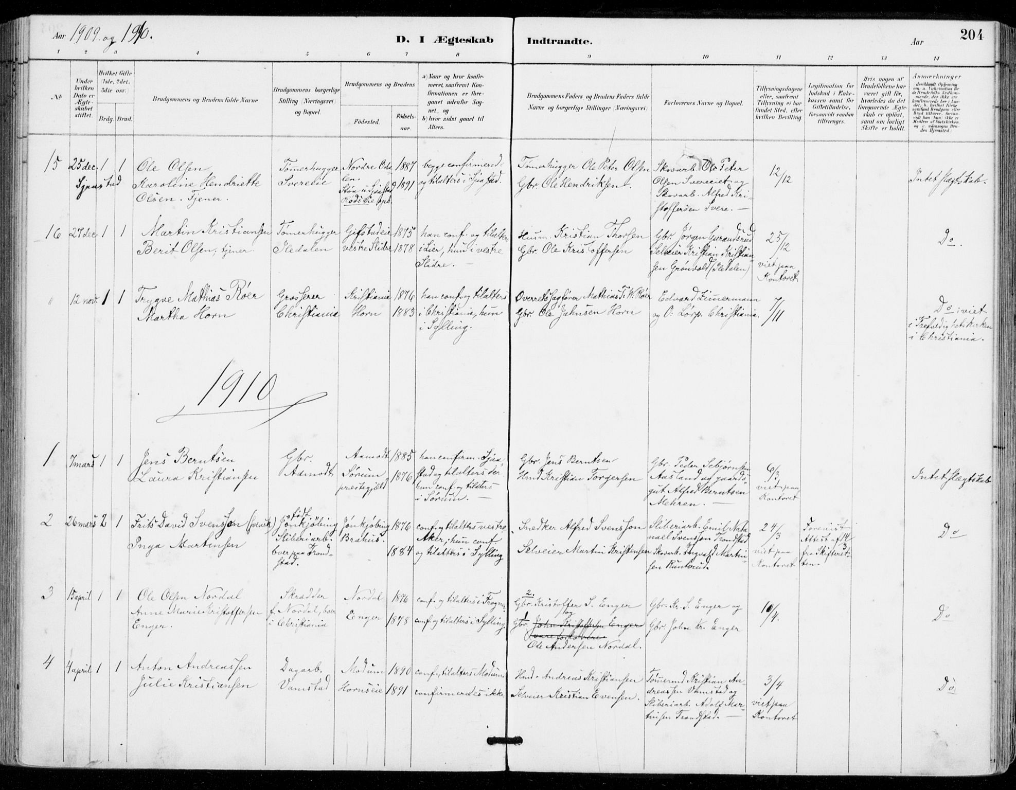 Sylling kirkebøker, AV/SAKO-A-247/F/Fa/L0001: Parish register (official) no. 1, 1883-1910, p. 204