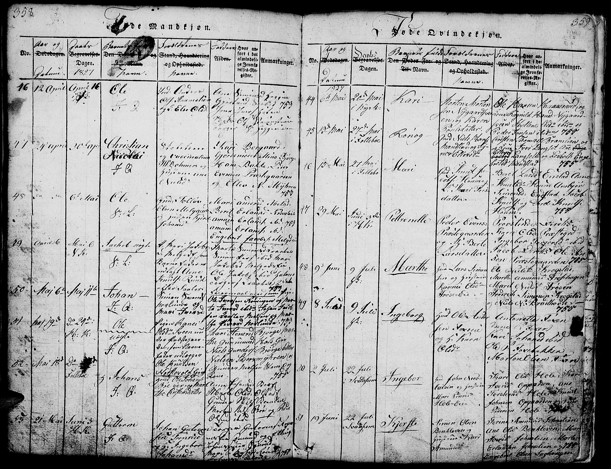 Gausdal prestekontor, AV/SAH-PREST-090/H/Ha/Hab/L0001: Parish register (copy) no. 1, 1817-1848, p. 358-359