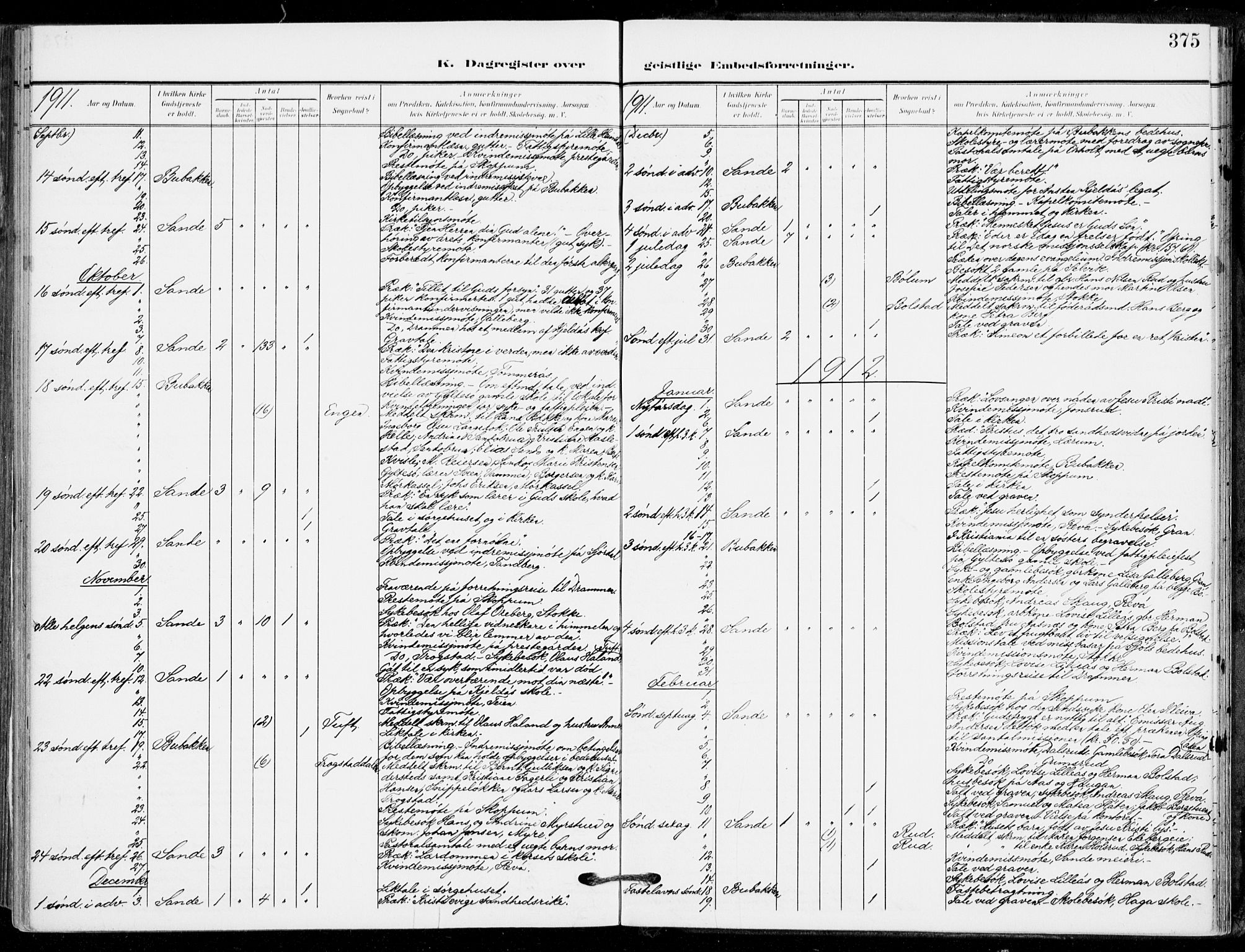 Sande Kirkebøker, AV/SAKO-A-53/F/Fa/L0008: Parish register (official) no. 8, 1904-1921, p. 375